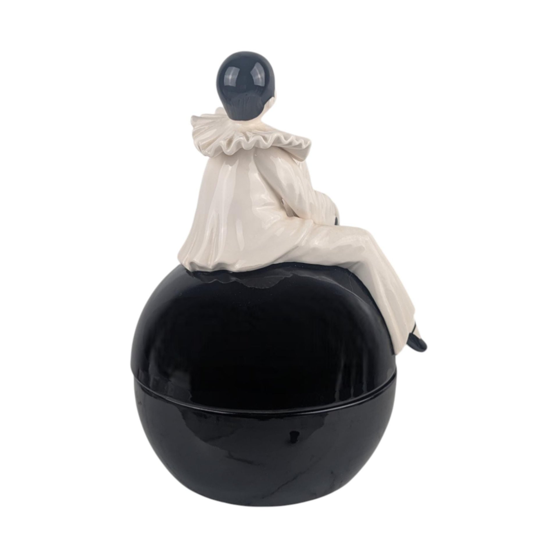 Vintage Pierrot Clown Lidded Bowl: Taste Setter by Sigma, Ceramic Trinket Jar