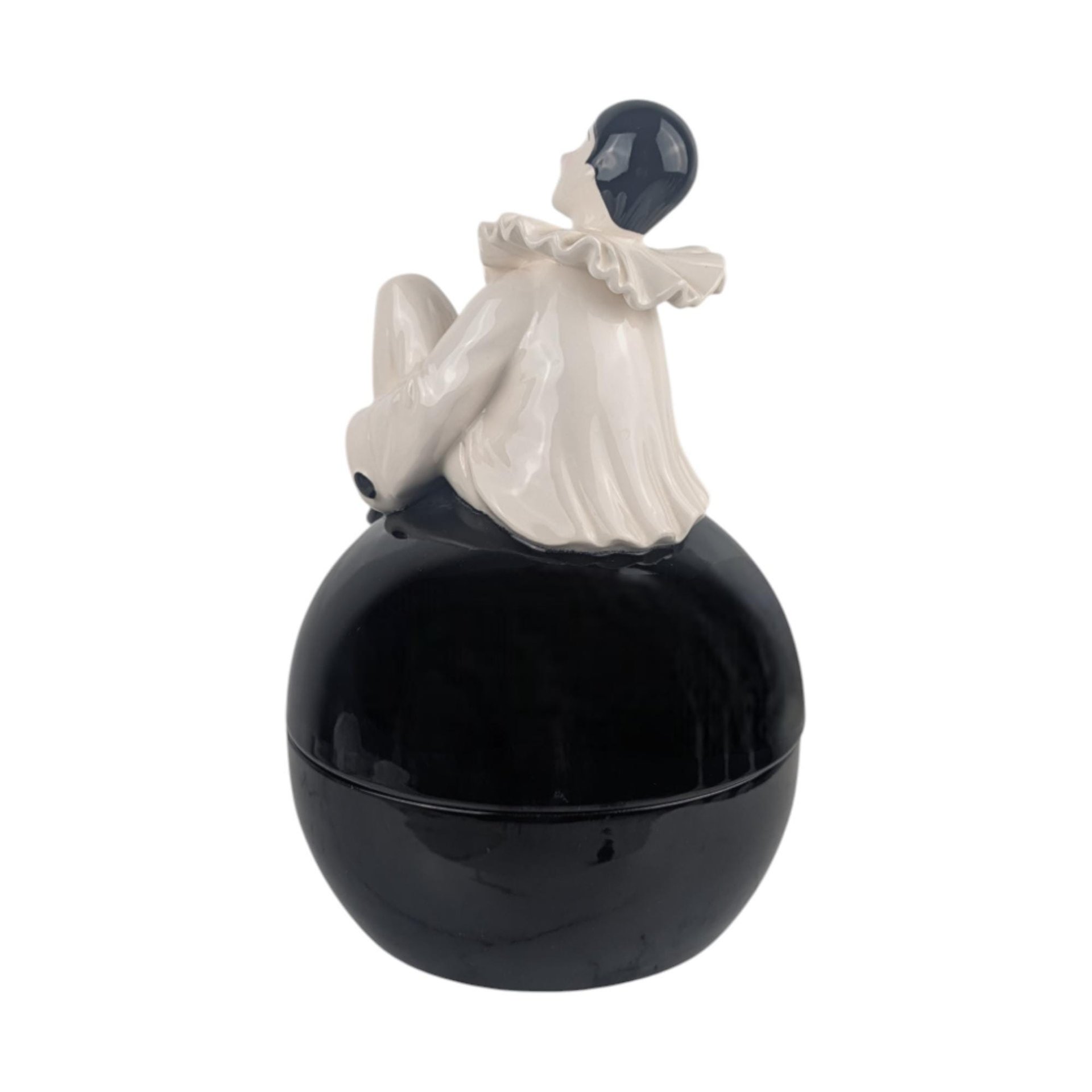 Vintage Pierrot Clown Lidded Bowl: Taste Setter by Sigma, Ceramic Trinket Jar