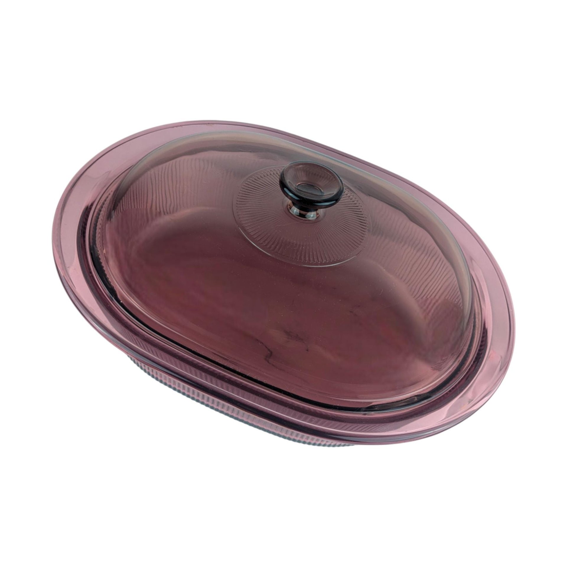 Vintage Cranberry Visions 4 Quart Casserole: Corning Glass Pan with Pyrex Lid