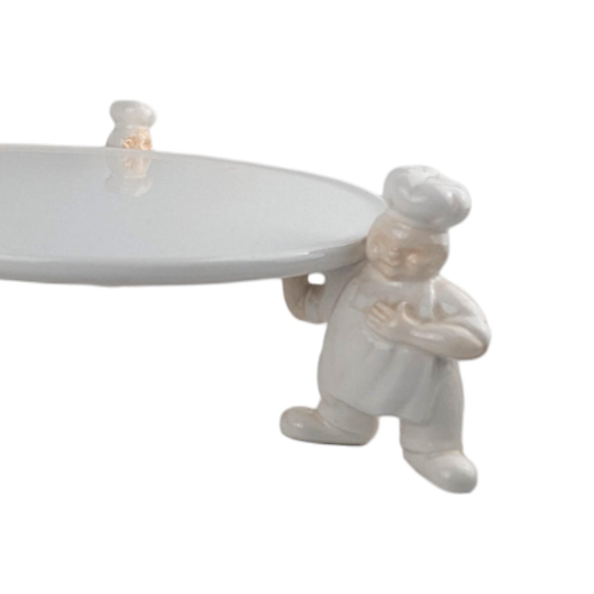 Vintage Dept 56 Three Bakers Cake Plate: Whimsical Chef Pedestal Stand