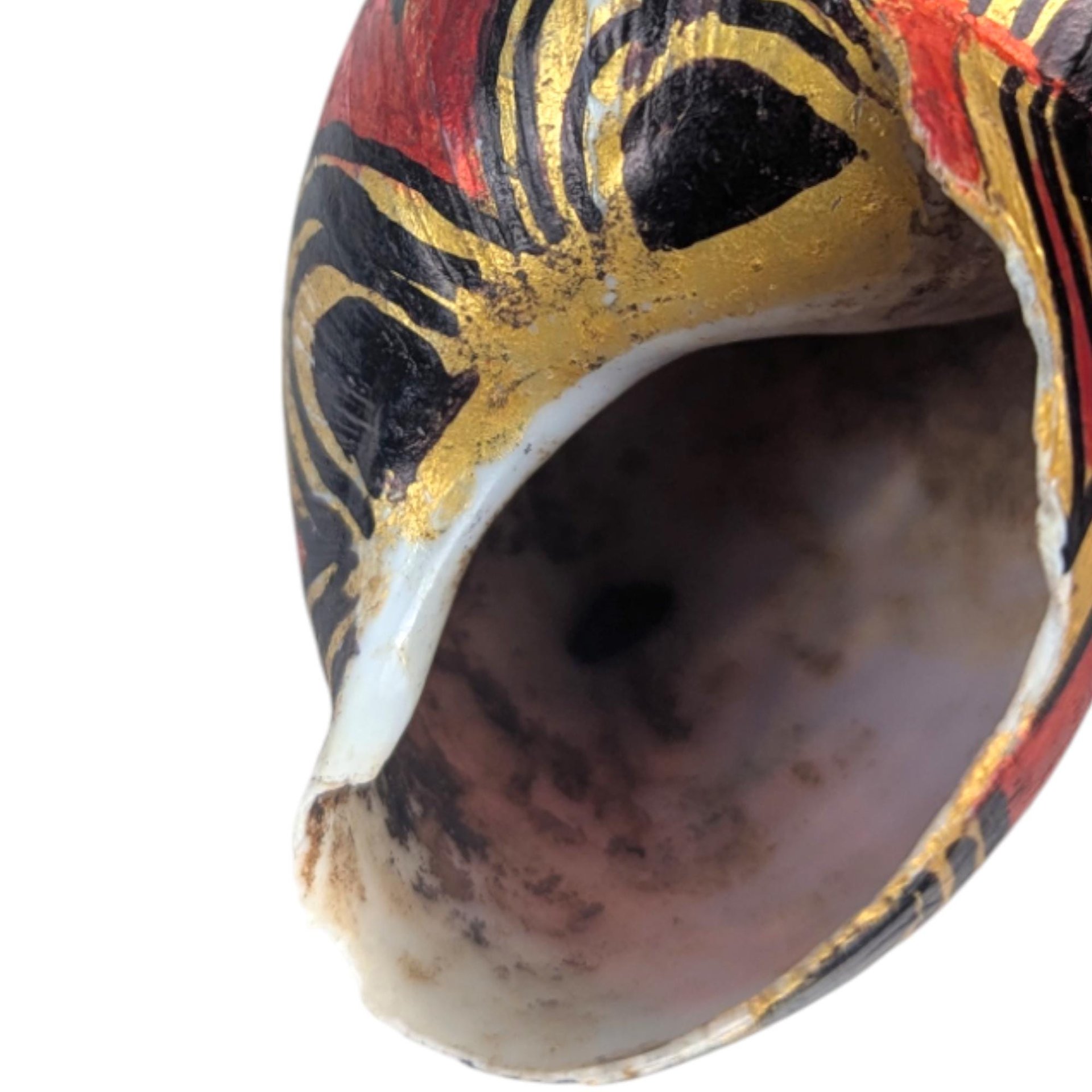 Vintage Hand Painted Seashells: Southeast Asian Style, Black and Gold Decor Pair