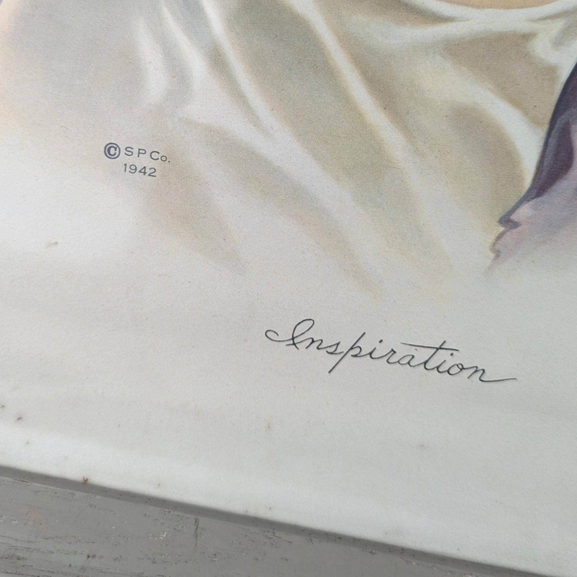 Vintage 1942 "Inspiration" Jesus Print: Framed Religious Christian Wall Art