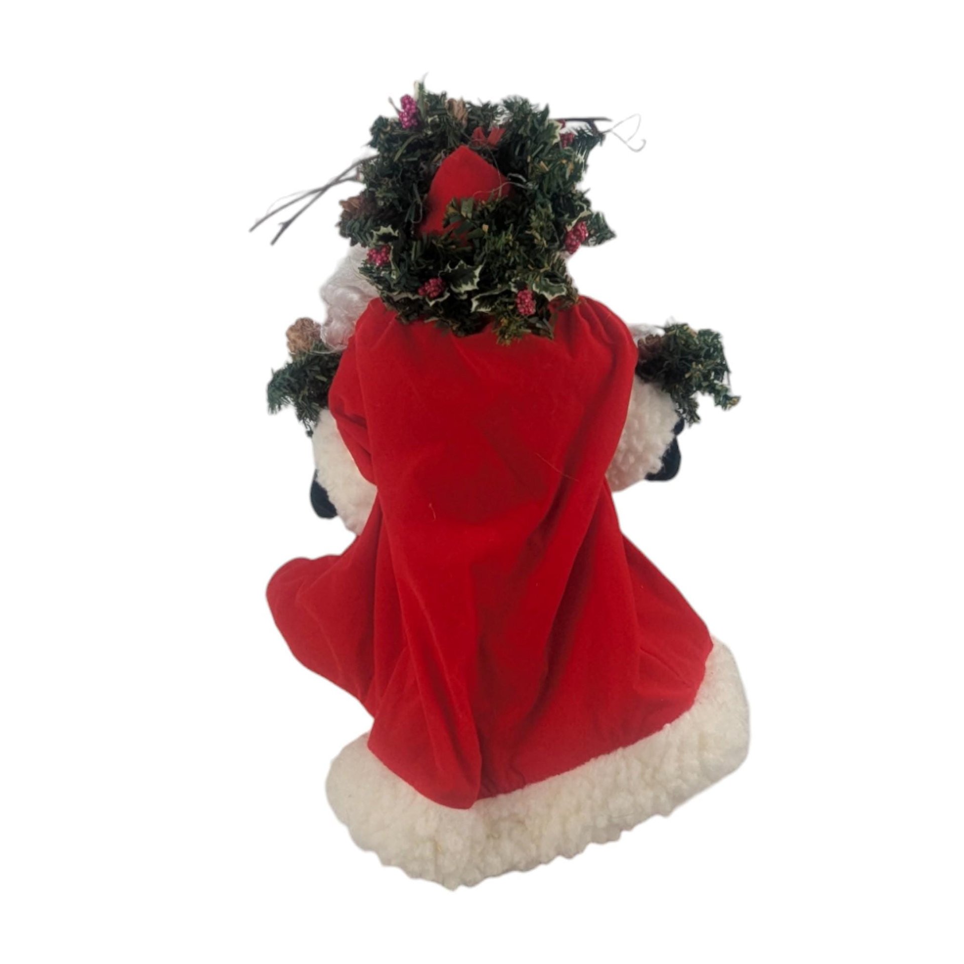 Vintage Santa Tree Topper: Woodland Wreath, Velvet Coat Holiday Decor
