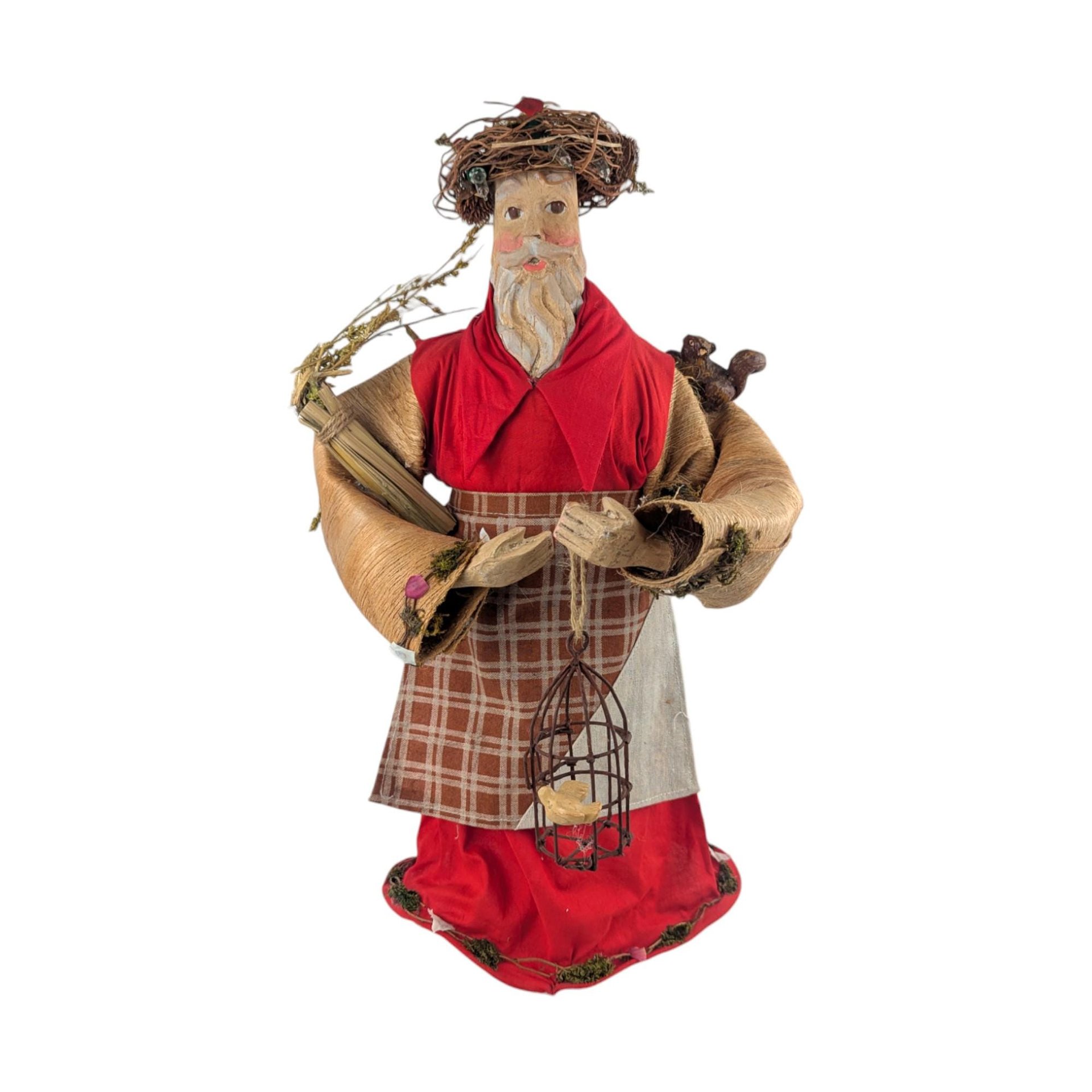 Vintage Silvestri Santa Tree Topper: Folk Art Woodland Father Christmas Figure
