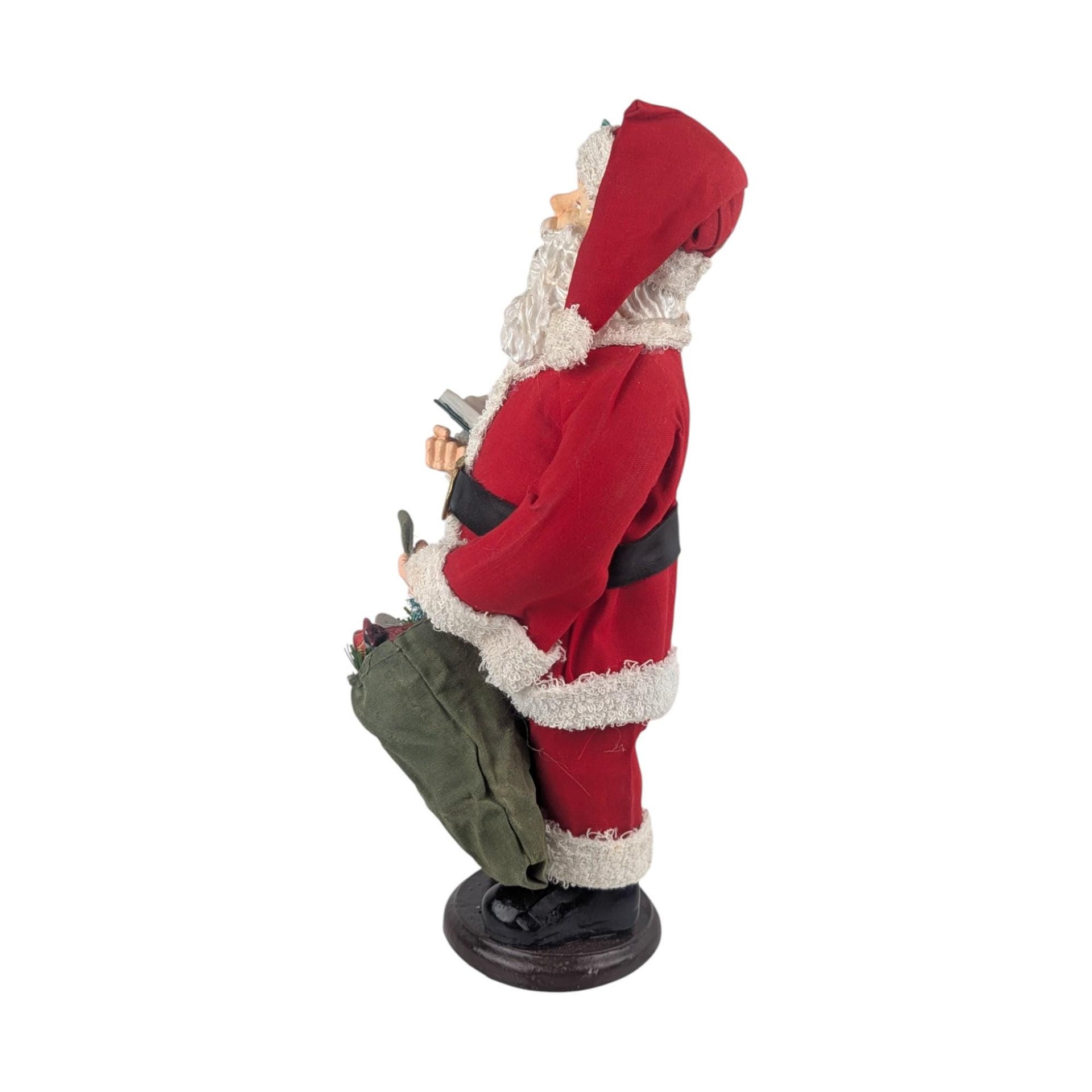 Vintage Classic Santa Figure: Father Christmas with Pipe & Toy Bag, Holiday Decor