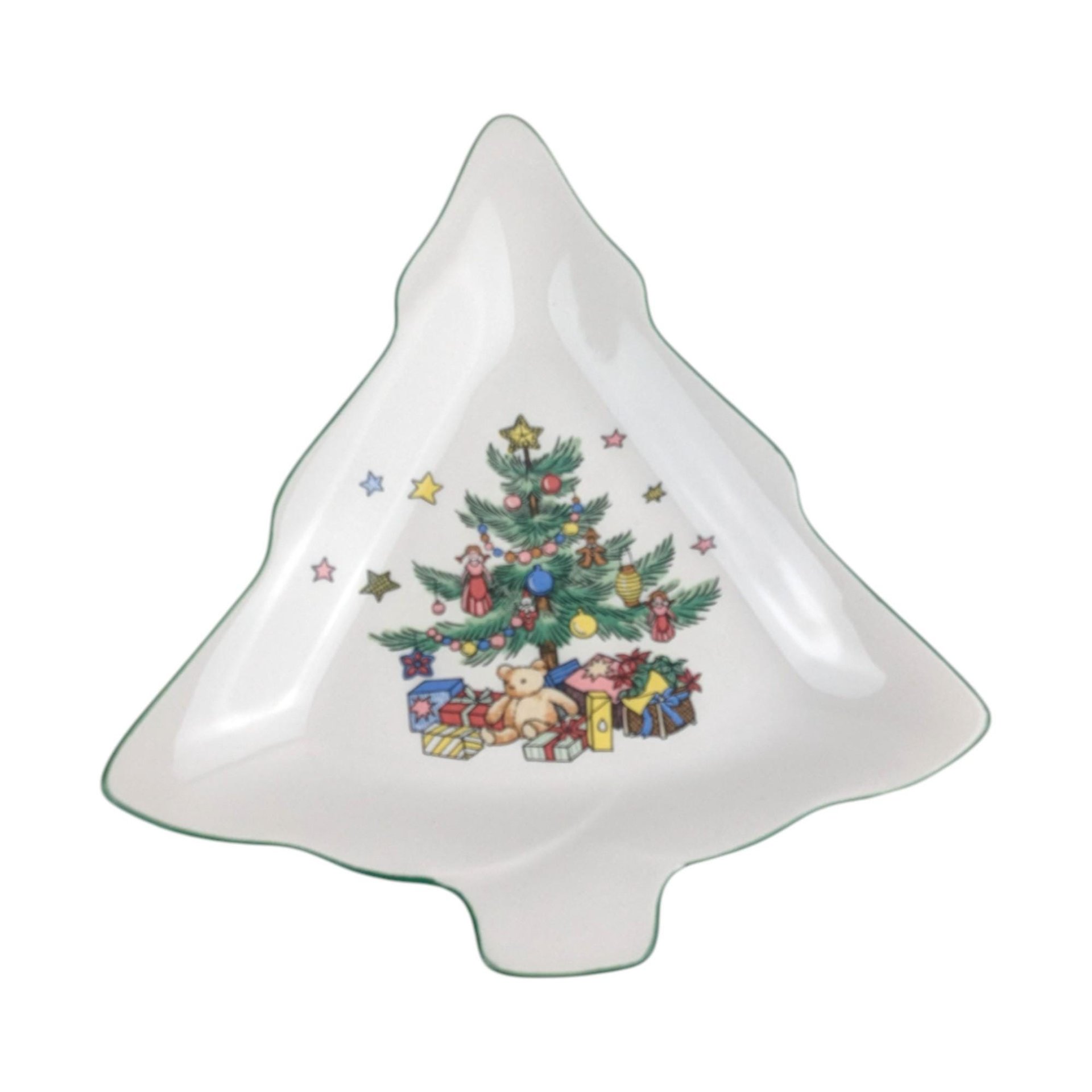 Vintage Nikko 'Happy Holidays' Christmas Tree Dishes: Set of 2, Ceramic Candy Trinket Plates