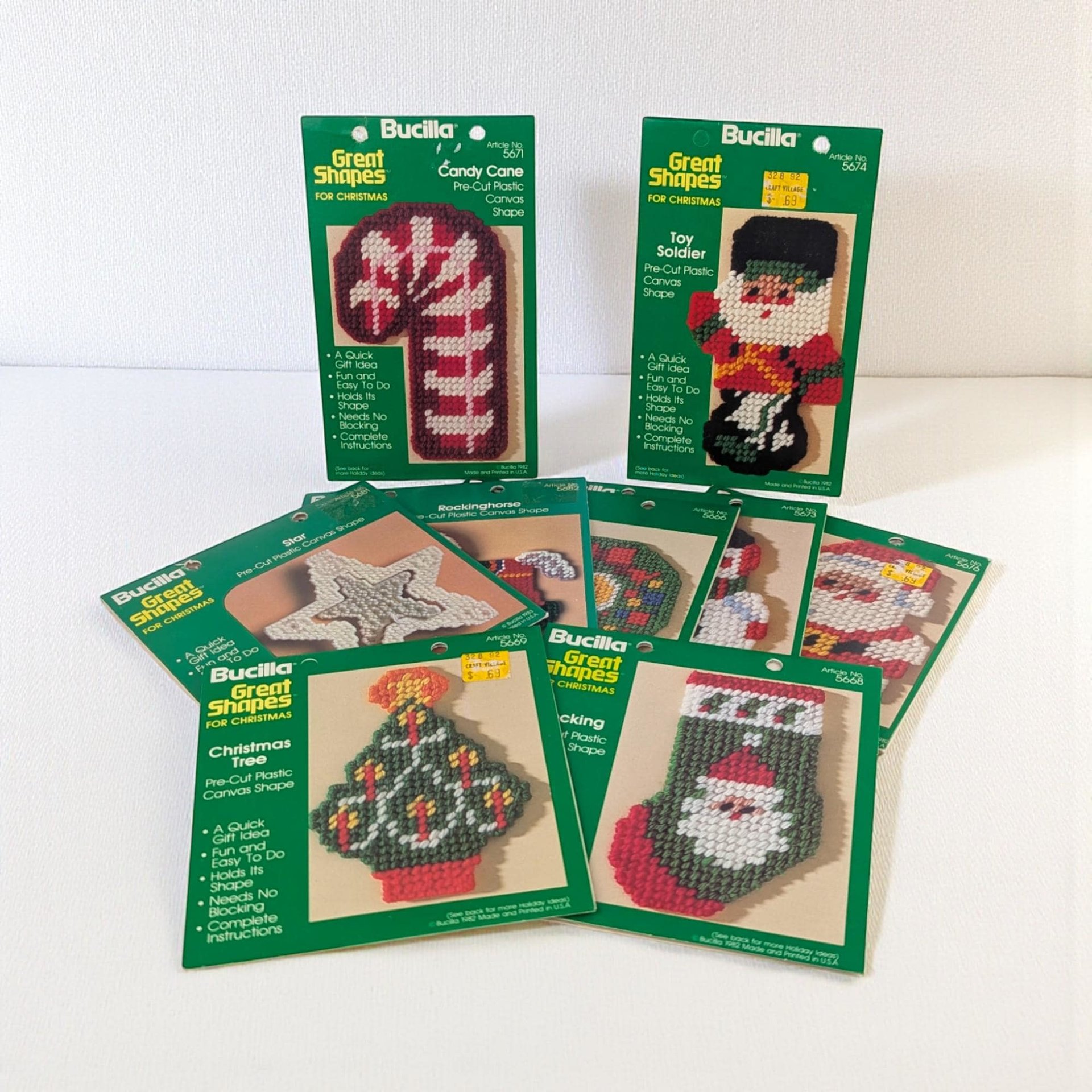 Vintage Bucilla Plastic Canvas Shapes: Pre-Cut Christmas Ornament Forms, Craft Supply, You Choose