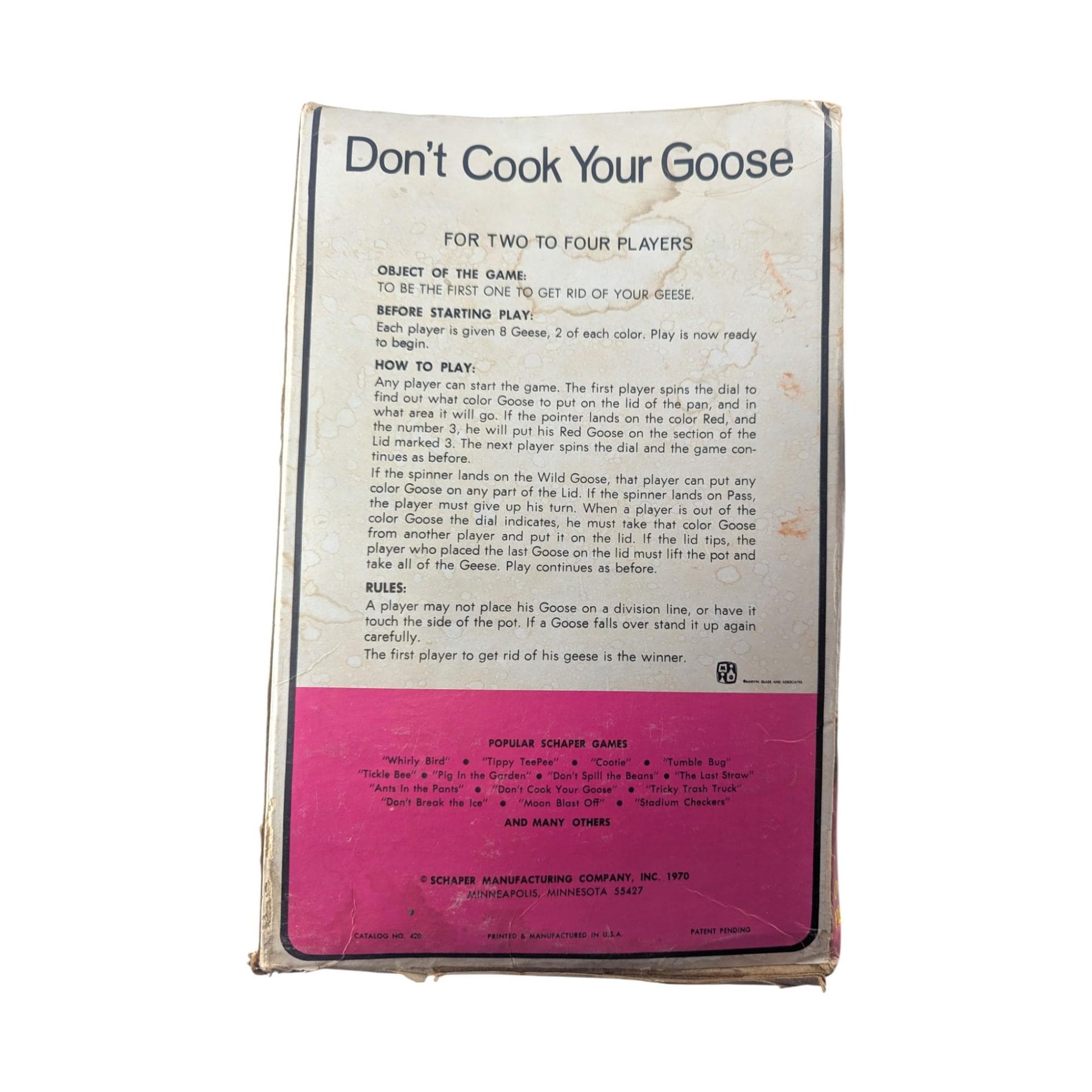 Vintage 1970 Don't Cook Your Goose Game: Schaper Stacking Game (Incomplete)