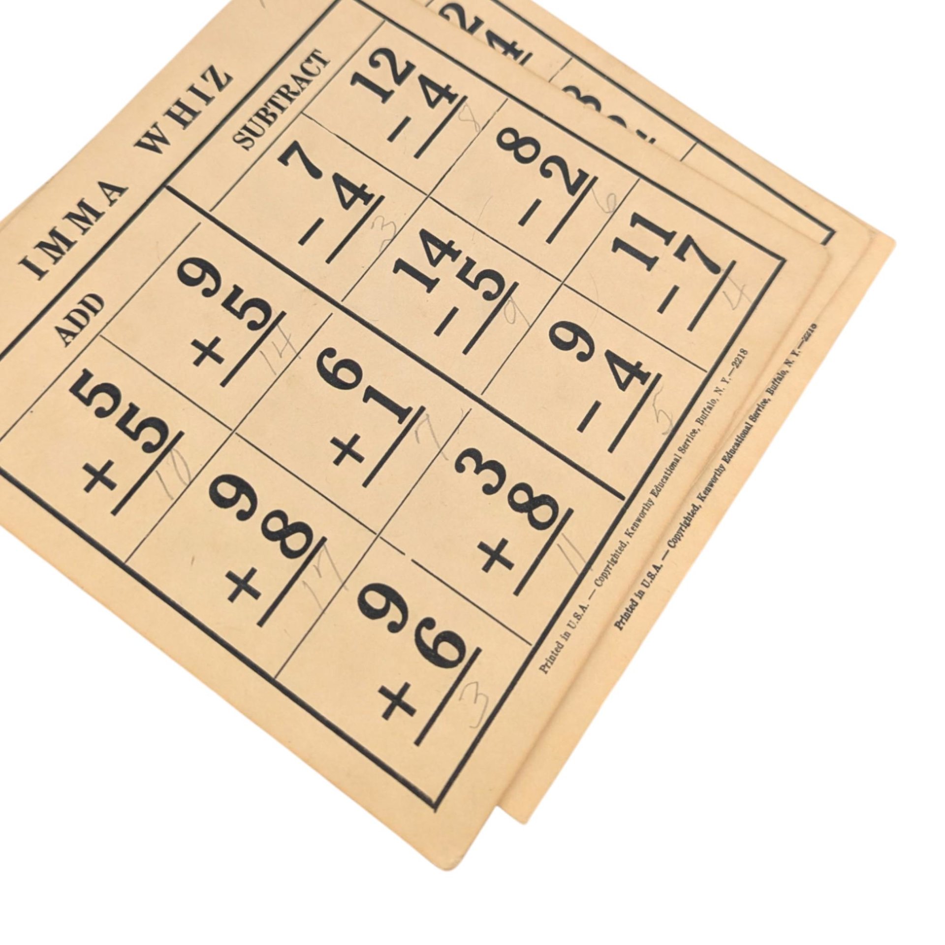Vintage Imma Whiz Math Flash Cards: Kenworthy Addition & Subtraction Game