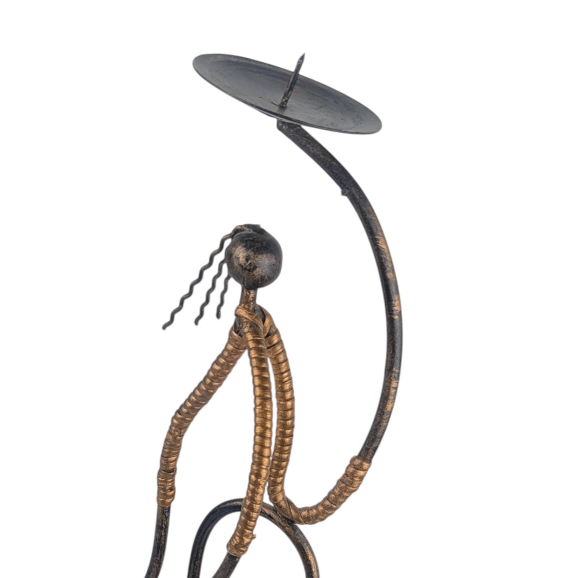Vintage Figural Metal Candle Holder: Lu Lu Collection Brutalist Art Sculpture