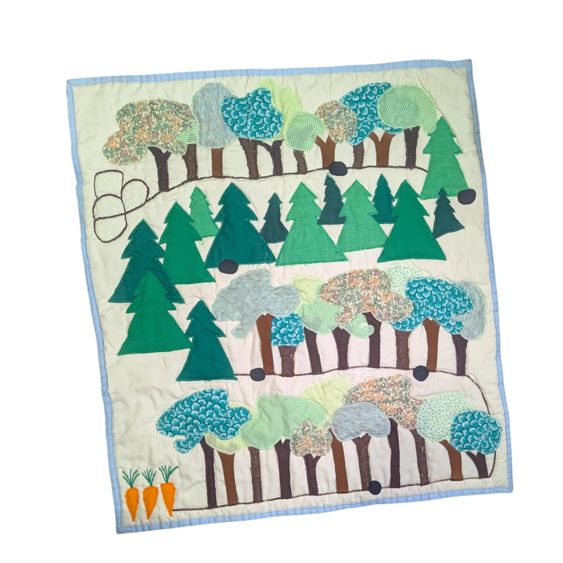 Vintage Handmade Quilted Game: Fabric Bunny Board Game