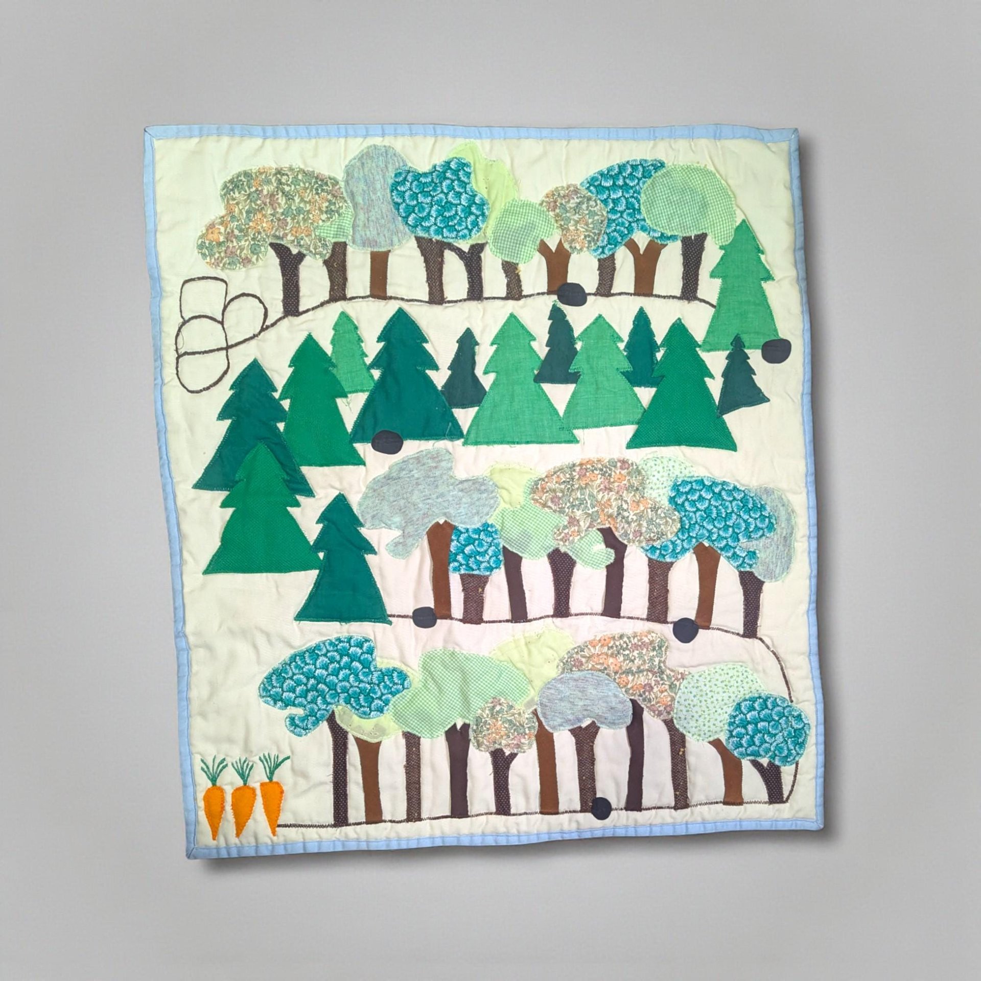 Vintage Handmade Quilted Game: Fabric Bunny Board Game
