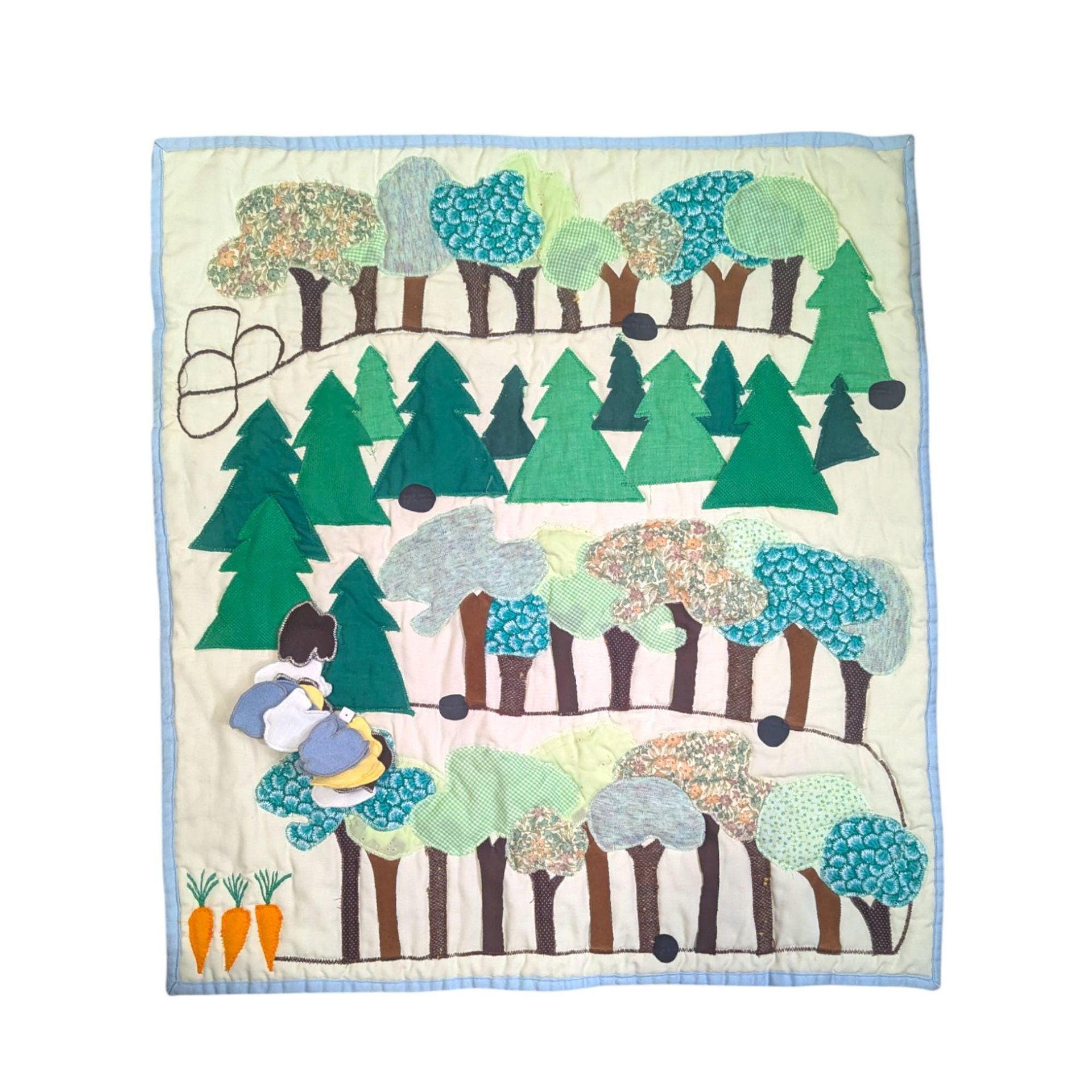 Vintage Handmade Quilted Game: Fabric Bunny Board Game