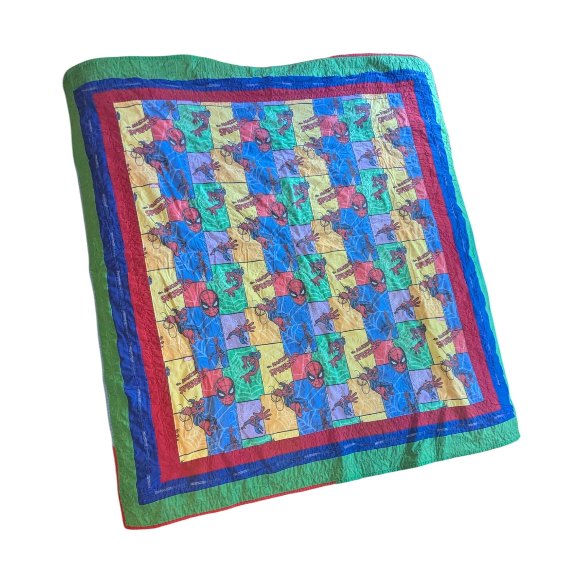 Vintage Spider-Man Quilt: Handmade Marvel Comics Throw Blanket