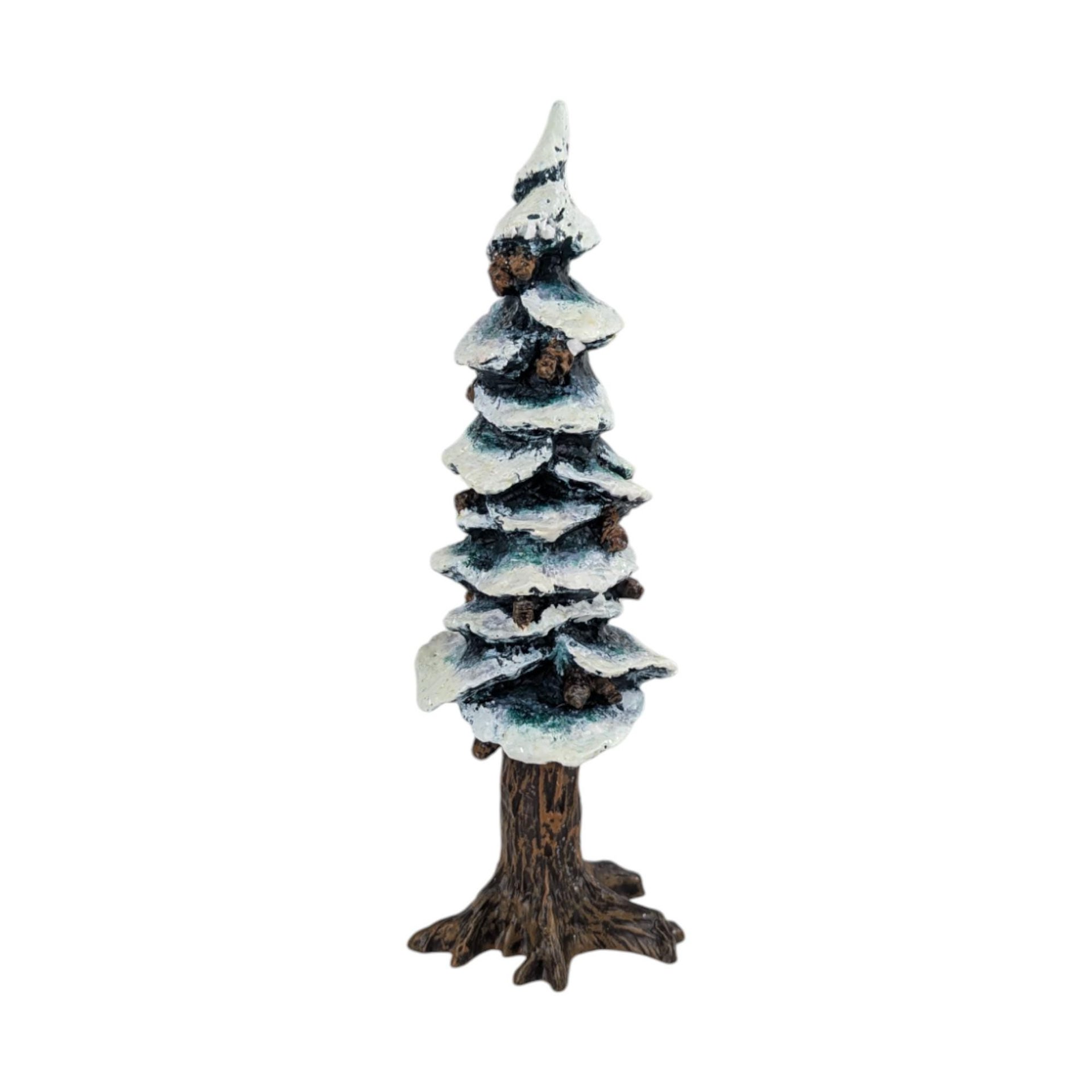 Vintage Dept 56 Pole Pine Tree: Cold Cast Porcelain Snowy Village Accessory