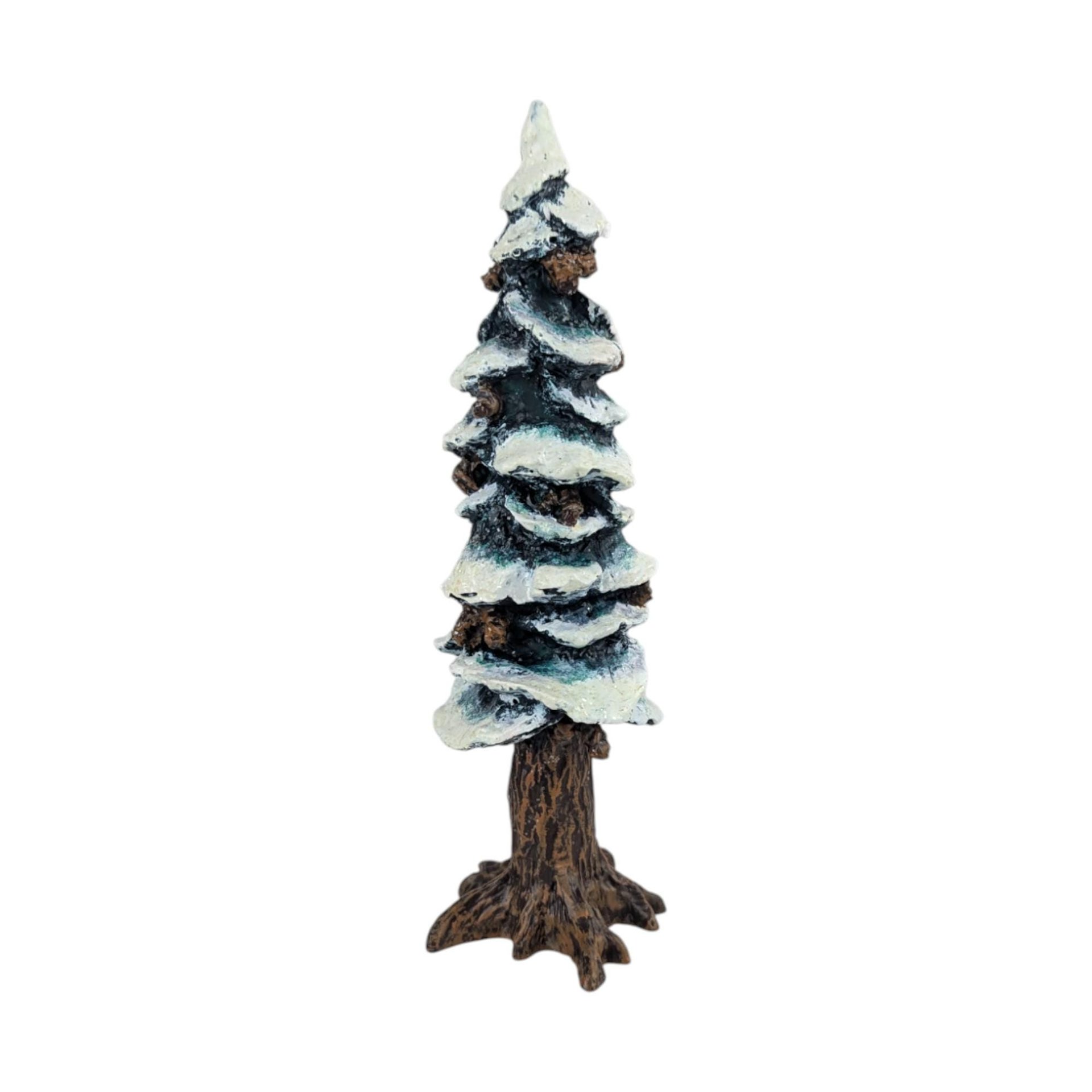 Vintage Dept 56 Pole Pine Tree: Cold Cast Porcelain Snowy Village Accessory