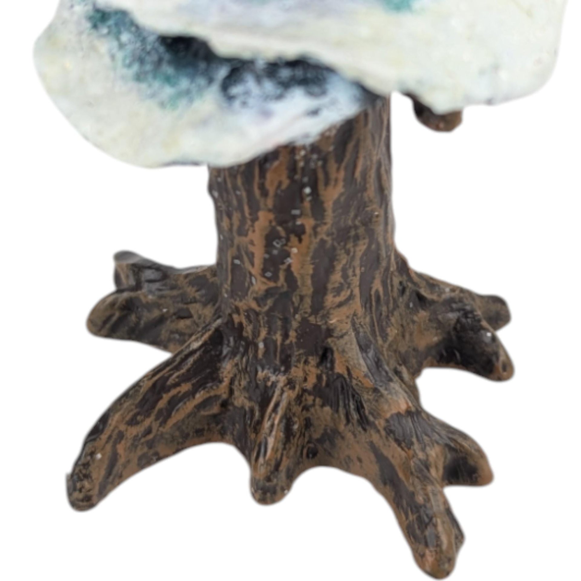 Vintage Dept 56 Pole Pine Tree: Cold Cast Porcelain Snowy Village Accessory