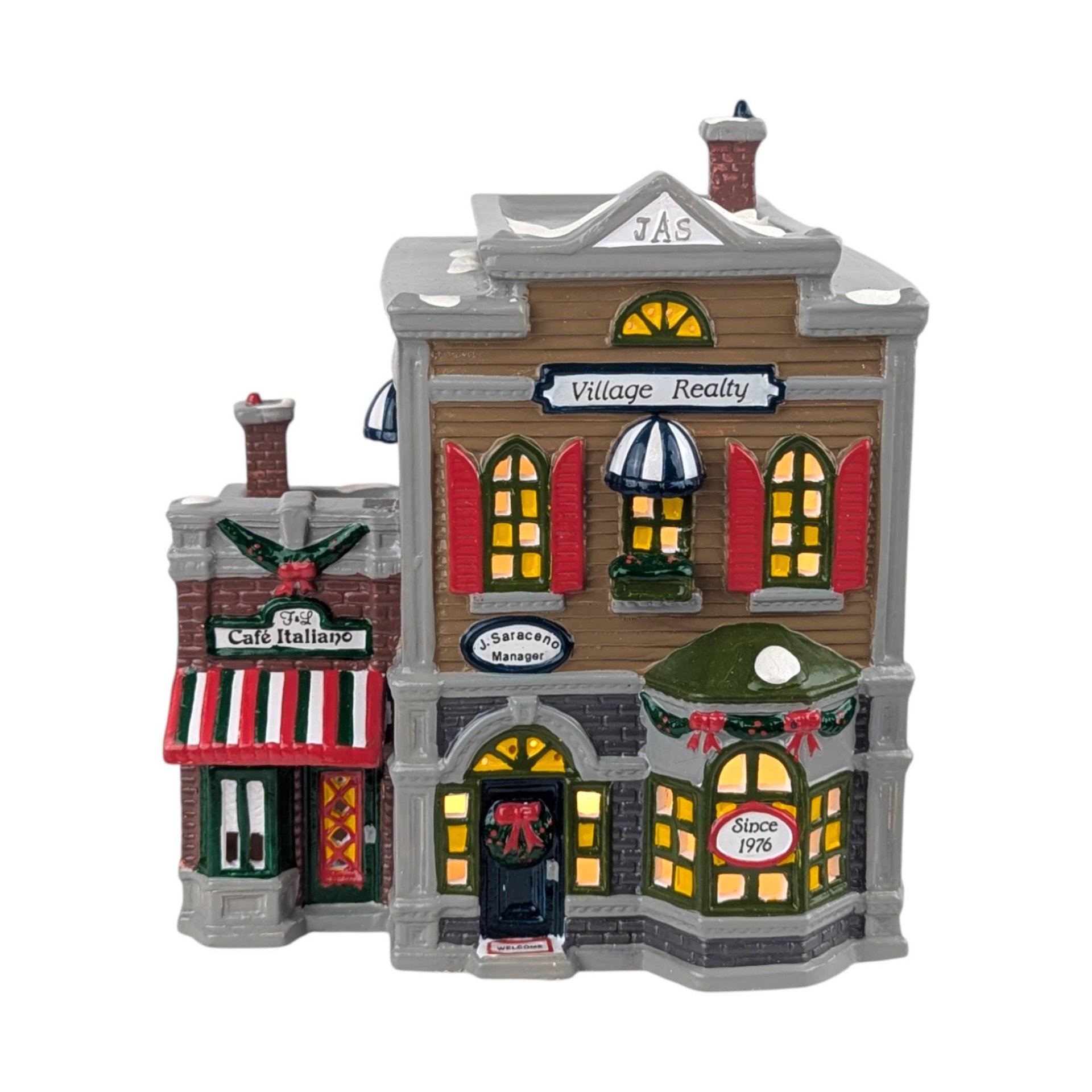 Vintage 1990 Dept 56 Village Realty: Lighted Snow Village Building