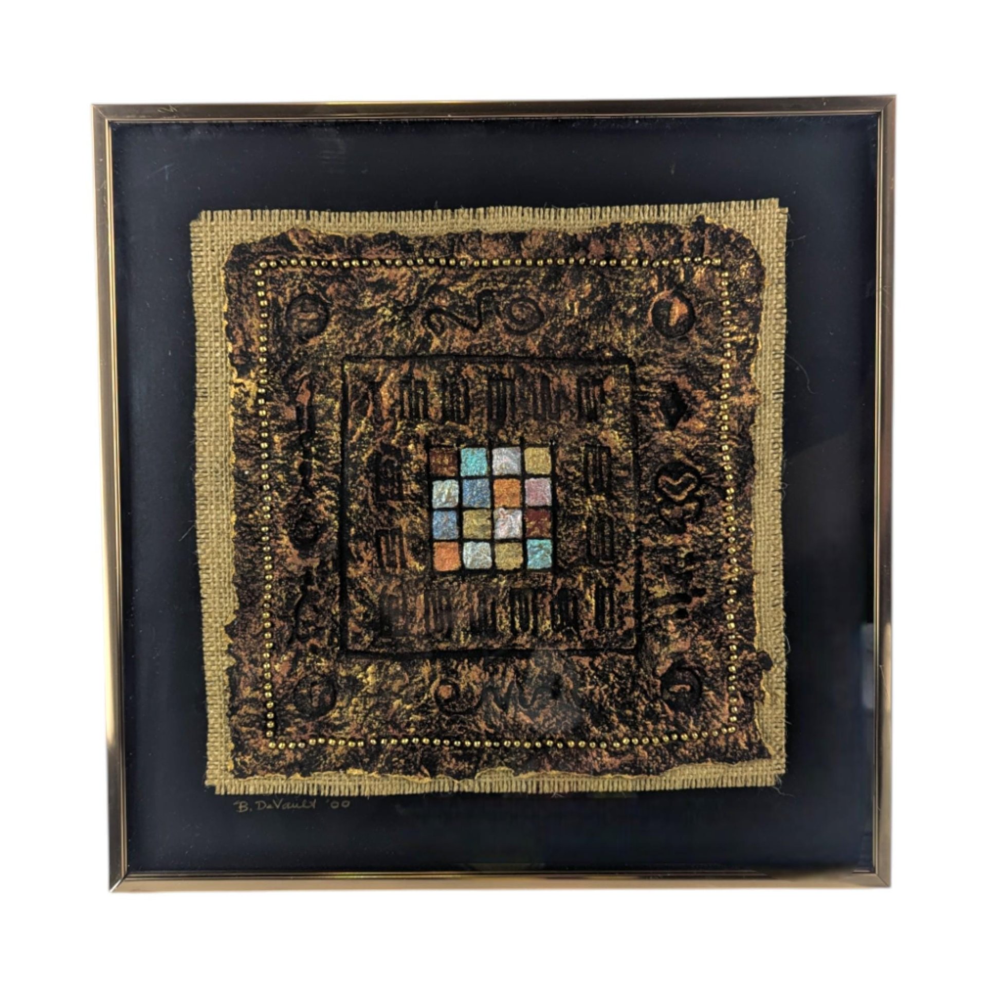 Vintage 2000 Barbara DeVault Mixed Media Art: Handmade Paper Wall Decor