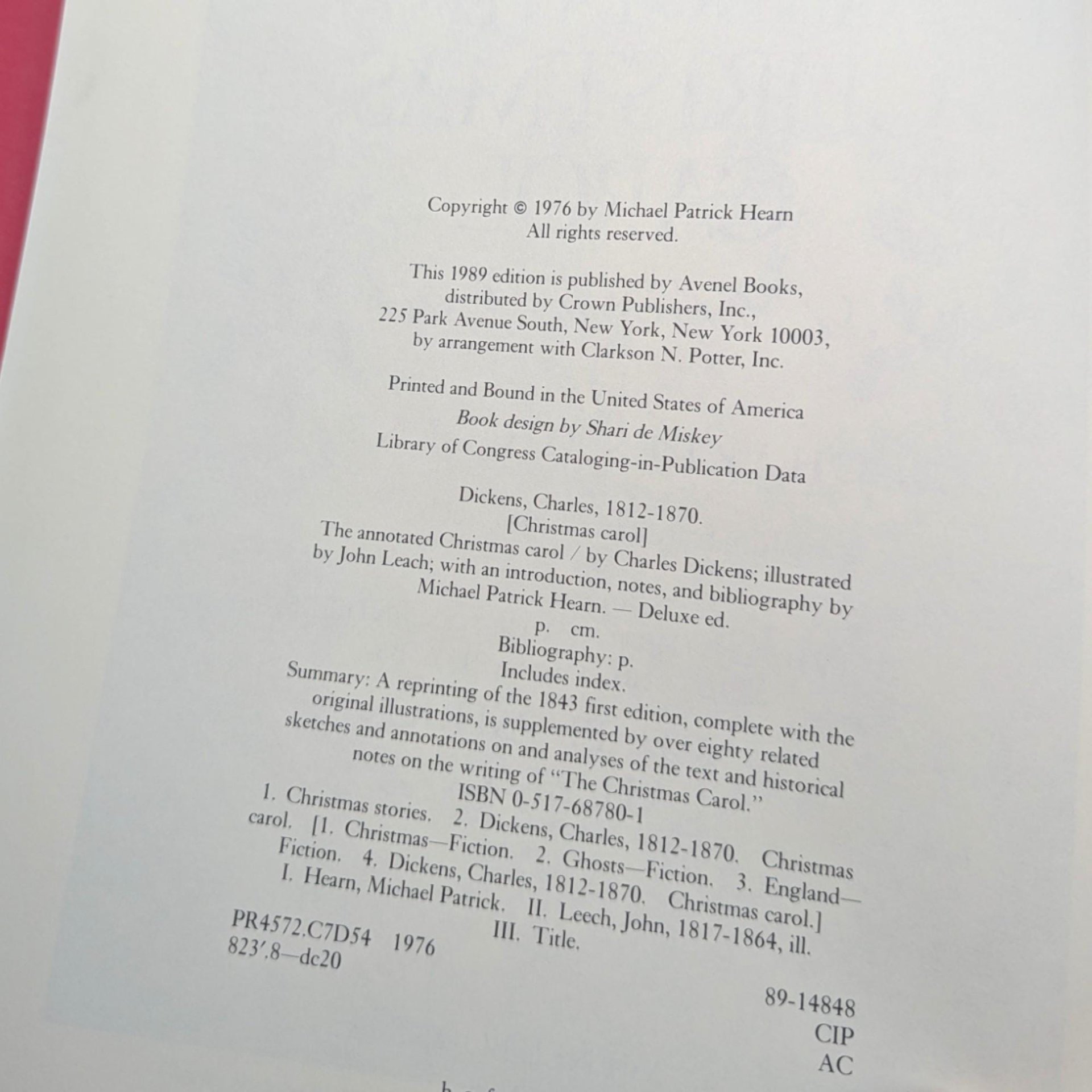 Vintage 1989 The Annotated Christmas Carol: Charles Dickens Illustrated Hardcover