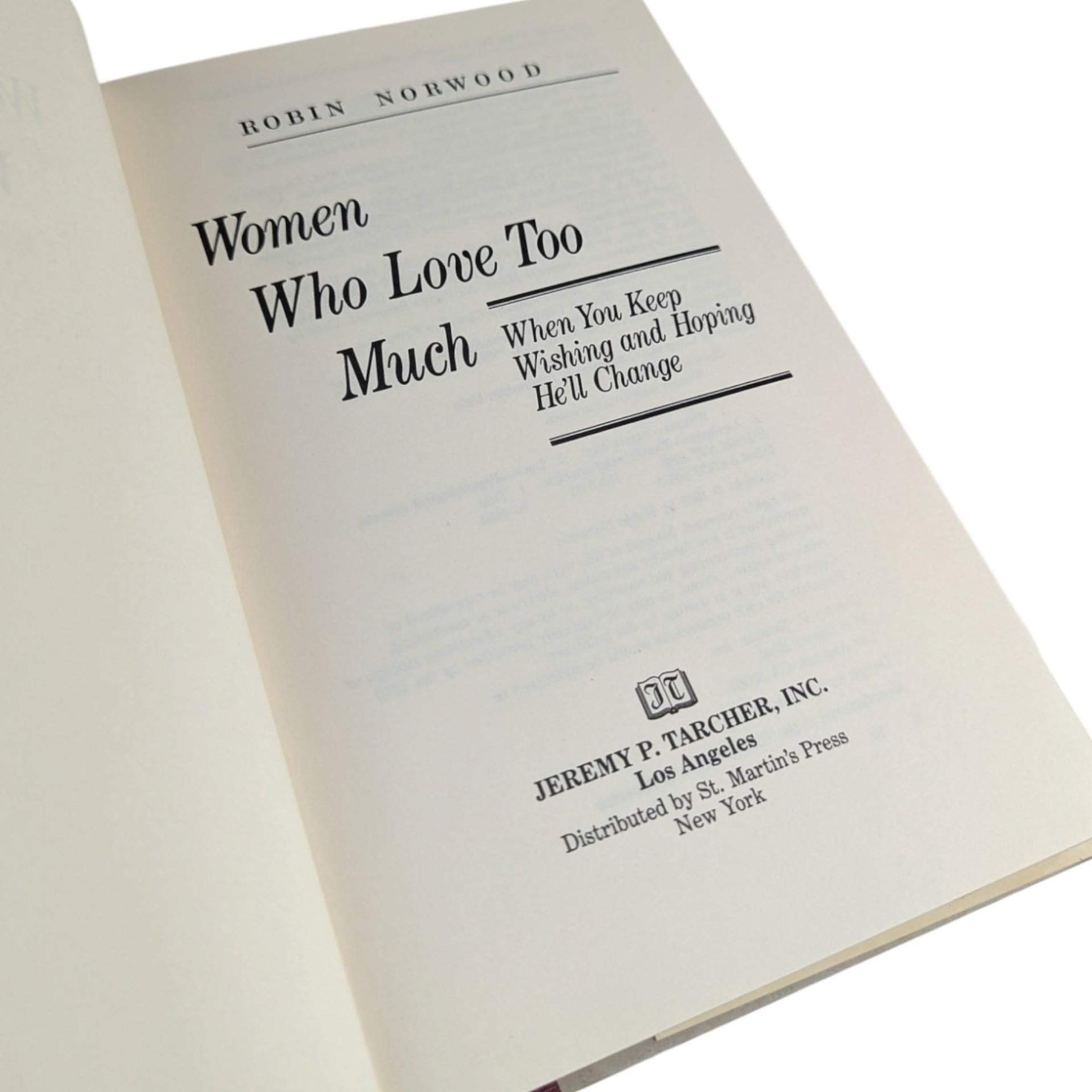 Vintage 1985 Women Who Love Too Much: Robin Norwood Hardcover Self-Help Book