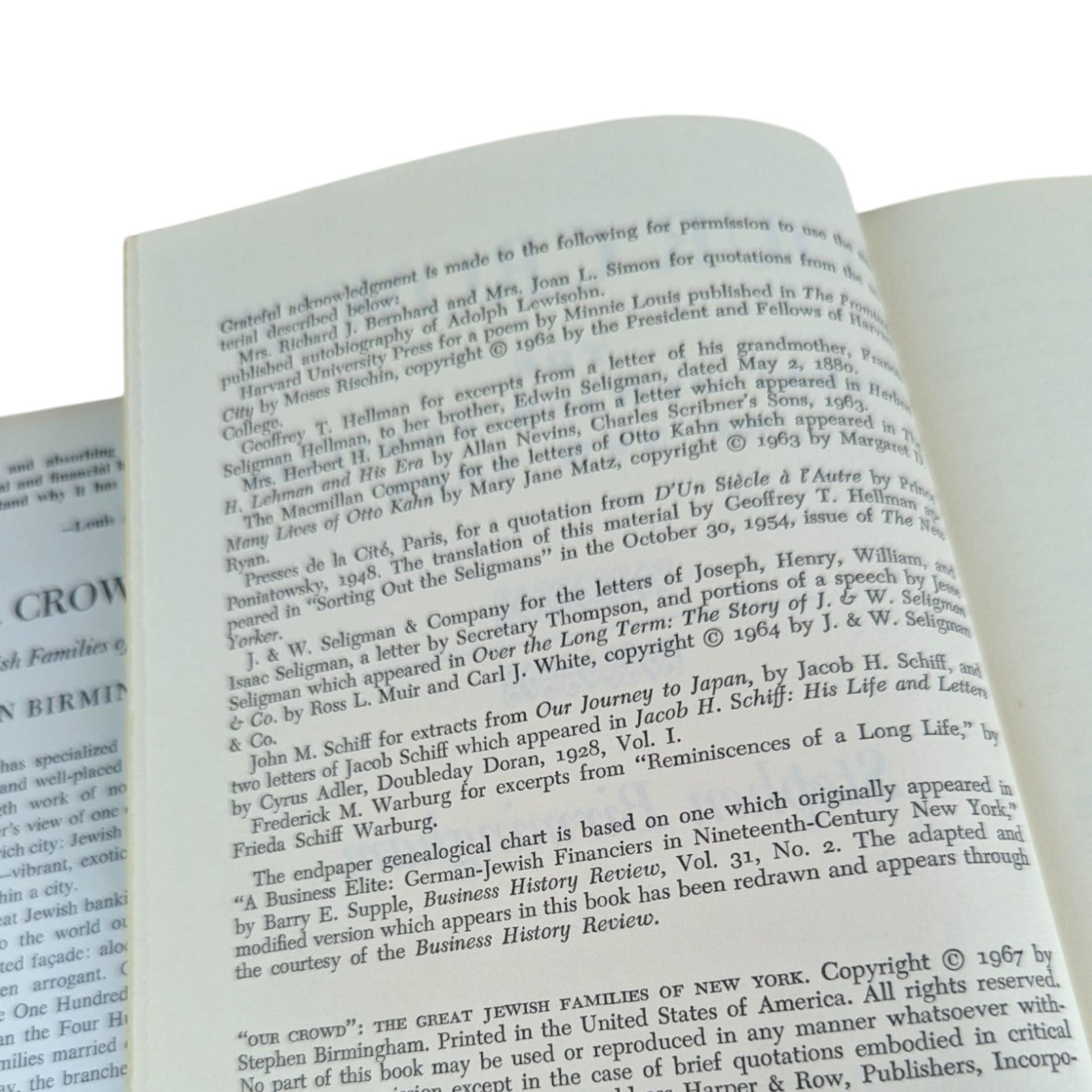 1967 "Our Crowd" Hardcover Book: Stephen Birmingham, The Great Jewish Families of New York