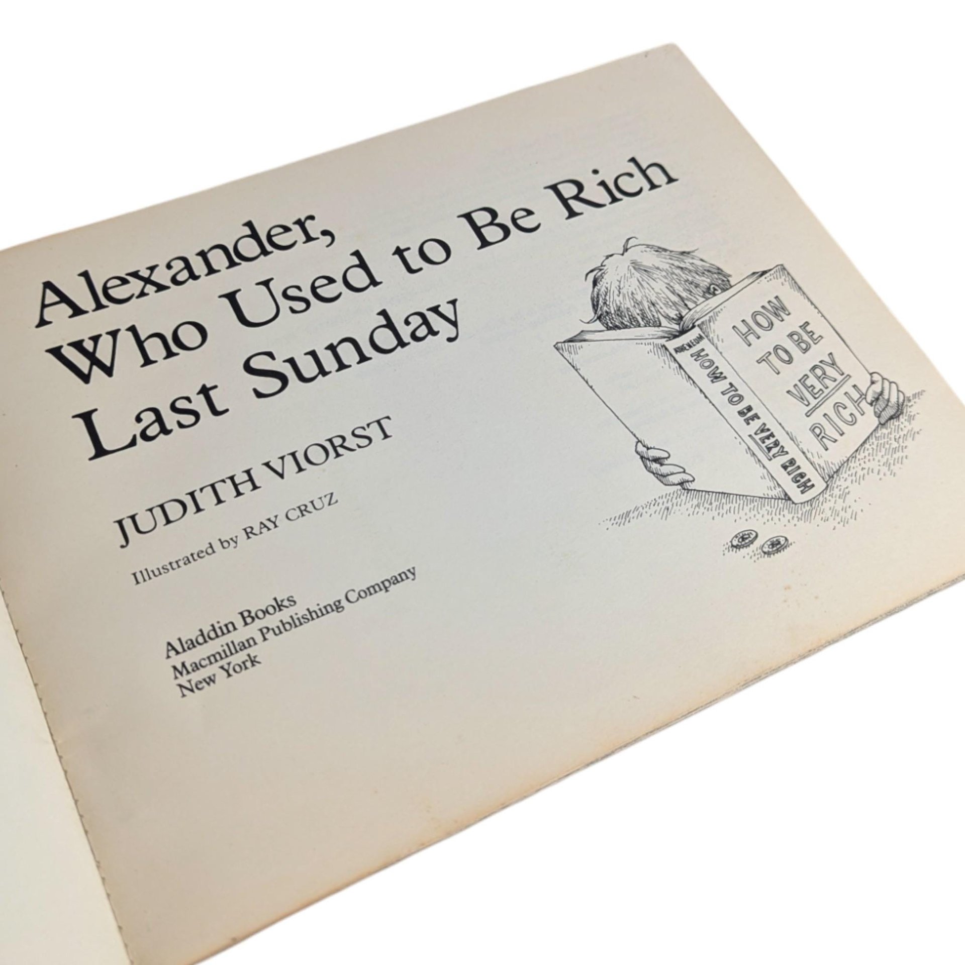 1978 "Alexander Who Used to Be Rich" Book: Judith Viorst, Vintage Kids Paperback