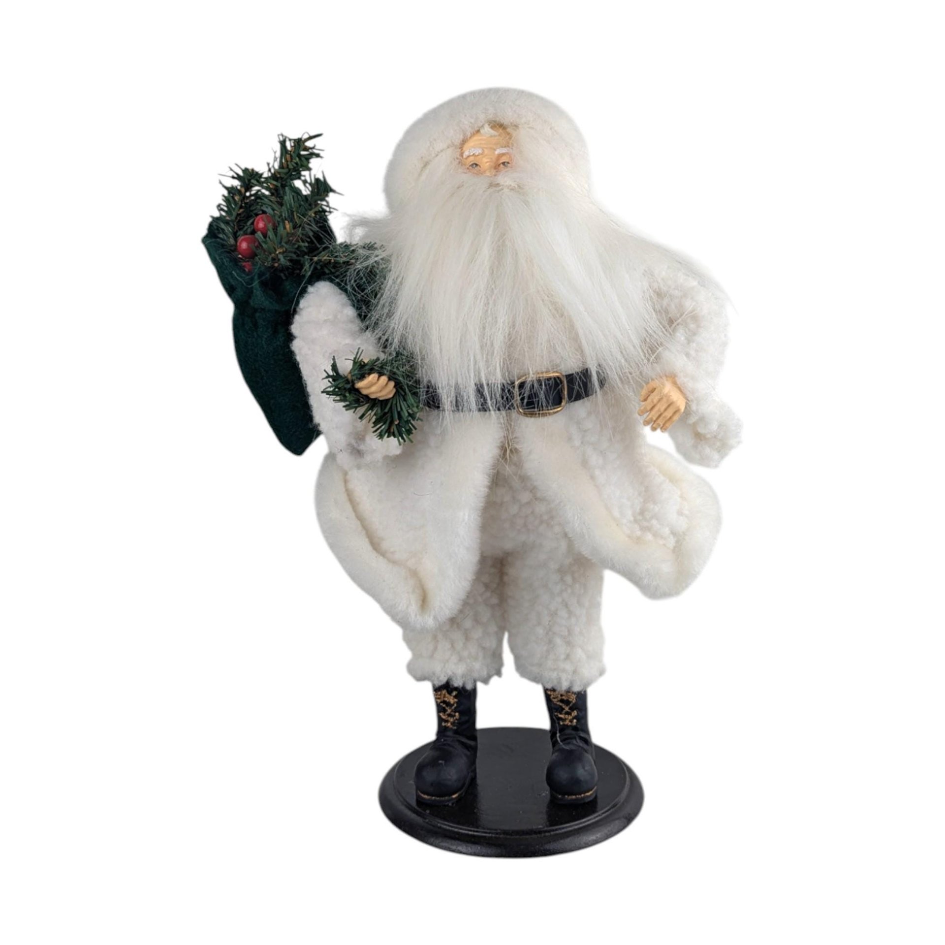 Vintage Father Christmas Figure: 12" White Santa Claus, Old World Christmas Decor