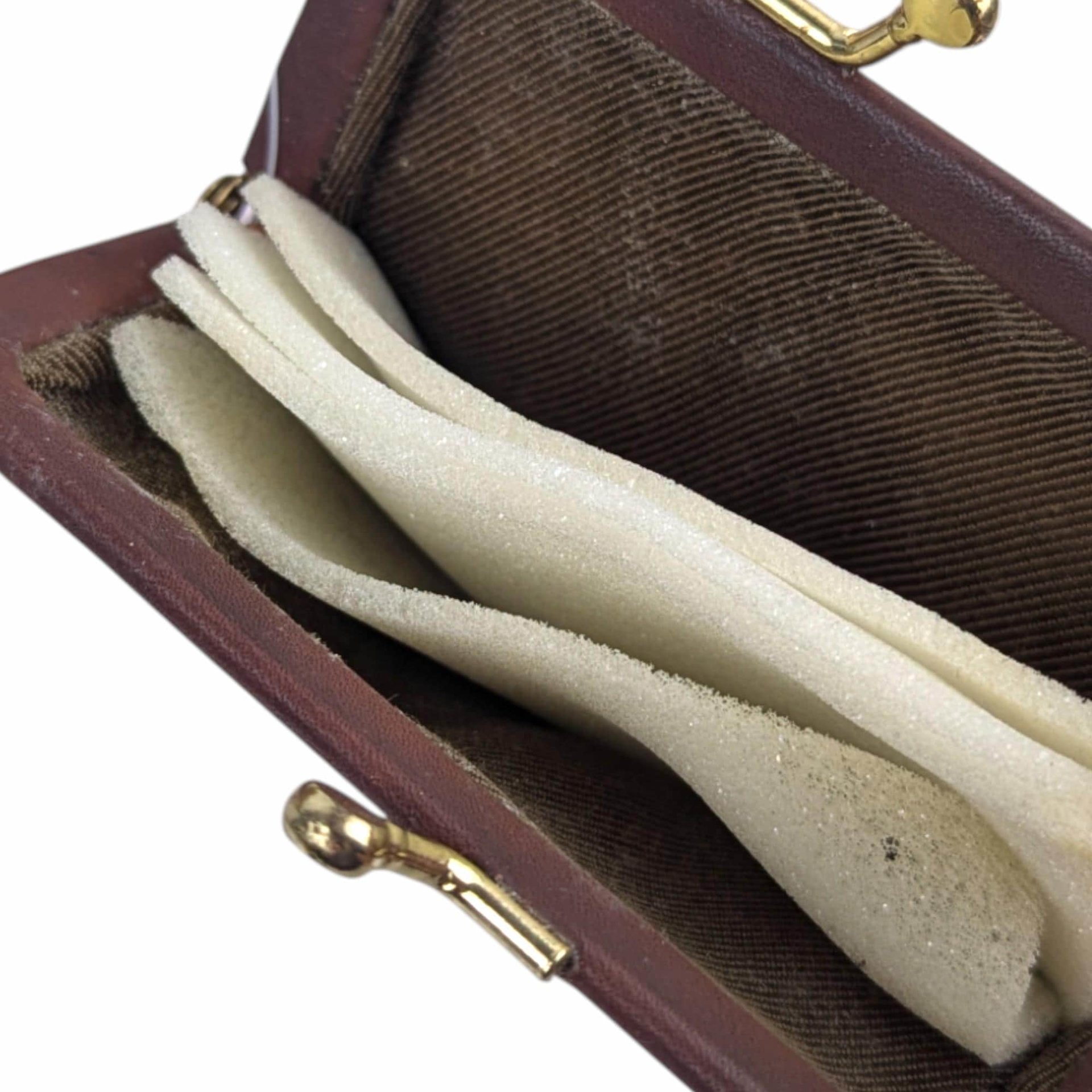 Vintage Amity Leather Coin Purse: NOS Kiss Lock Change Pouch, Brown Squeeze Frame Wallet