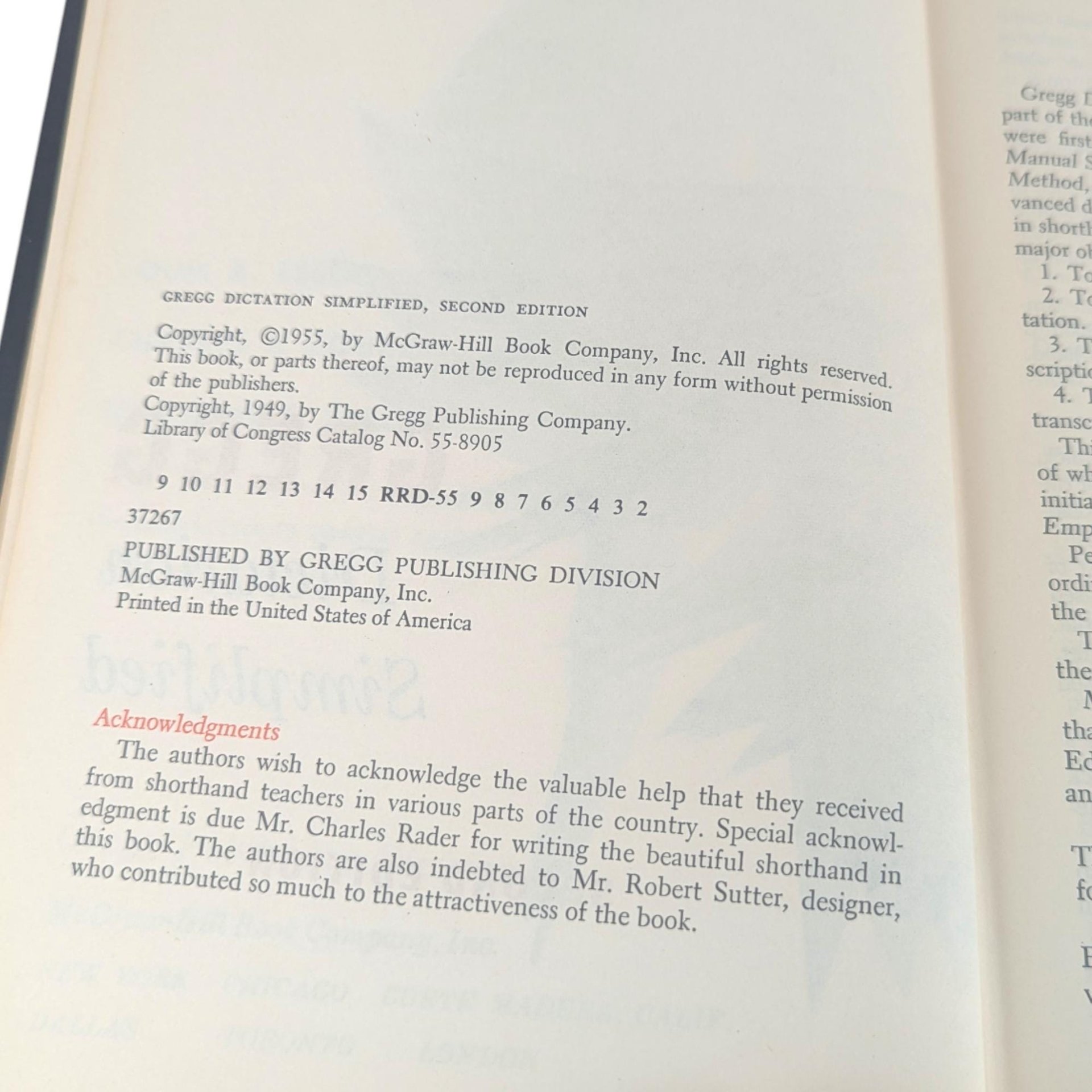 Vintage 1955 Gregg Dictation Simplified: Second Edition Shorthand Practice Book