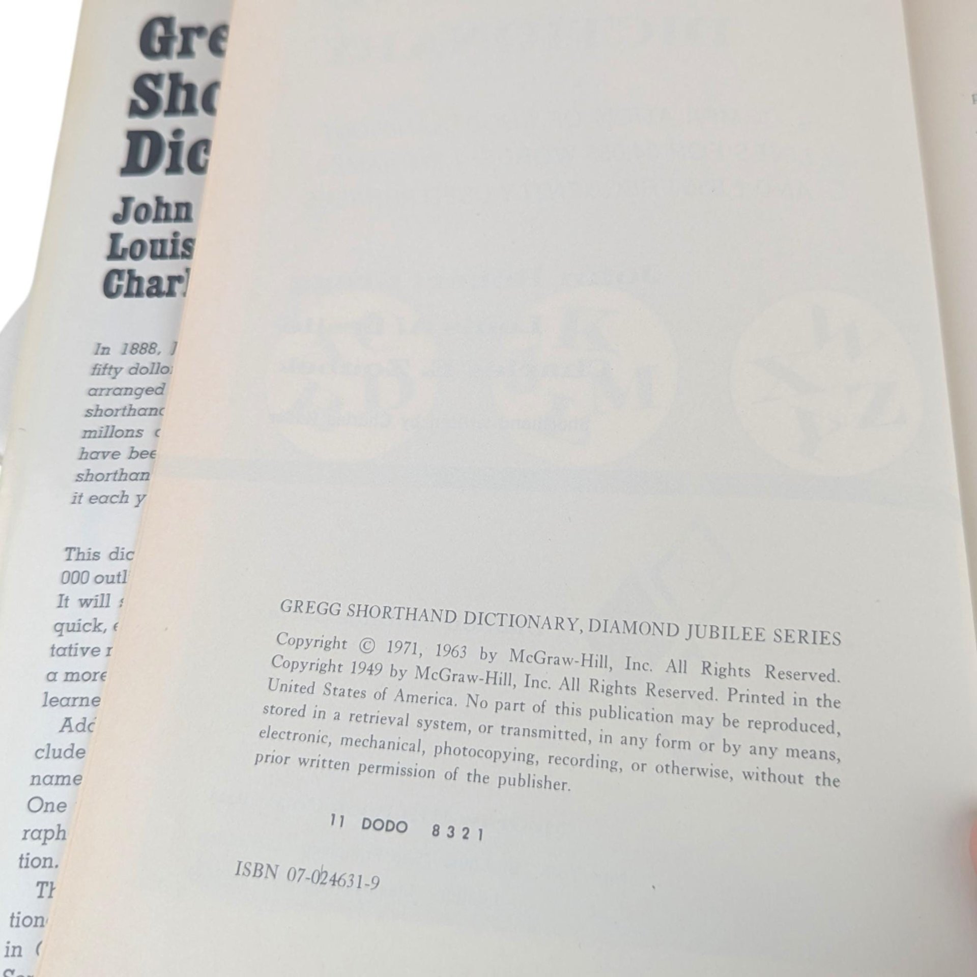Vintage 1971 Gregg Shorthand Dictionary: Diamond Jubilee Series Secretarial Reference