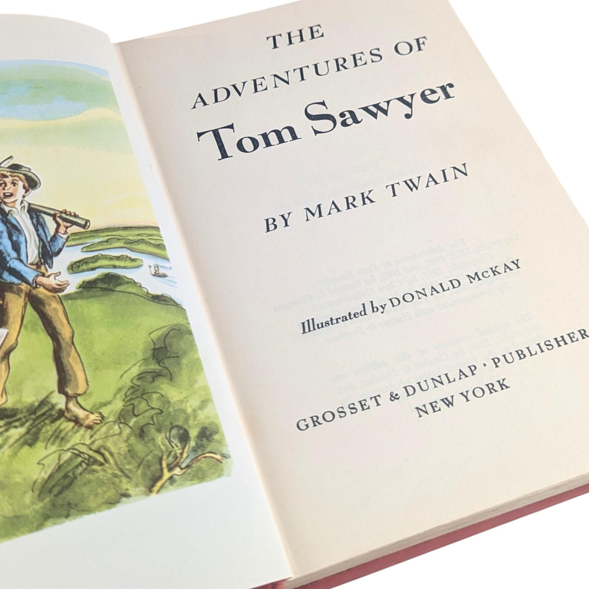 Vintage 1940s Tom Sawyer & Huckleberry Finn: Mark Twain Illustrated Book Set