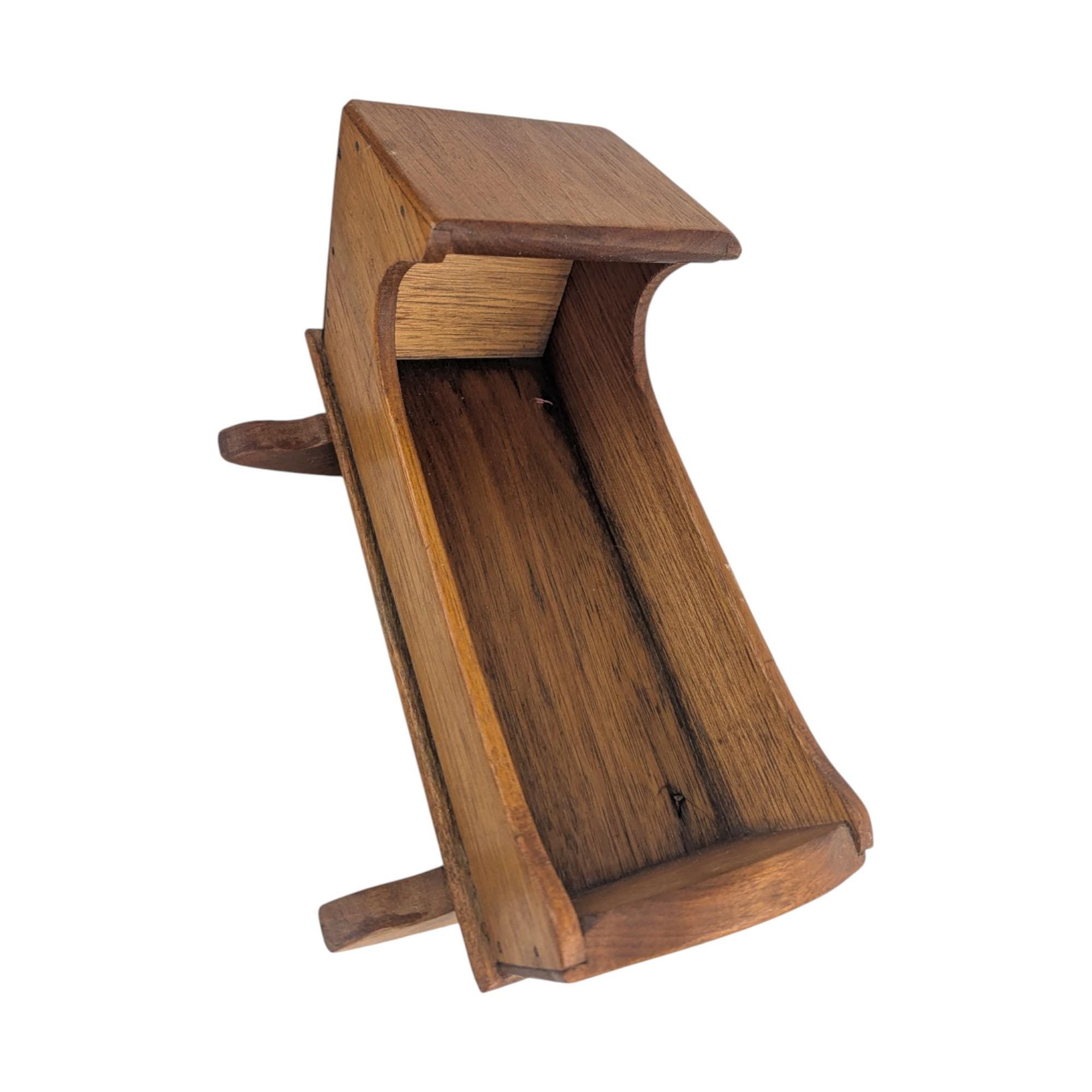 Vintage Wooden Doll Cradle: Handmade Rocking Bed for Small Dolls Toy Furniture