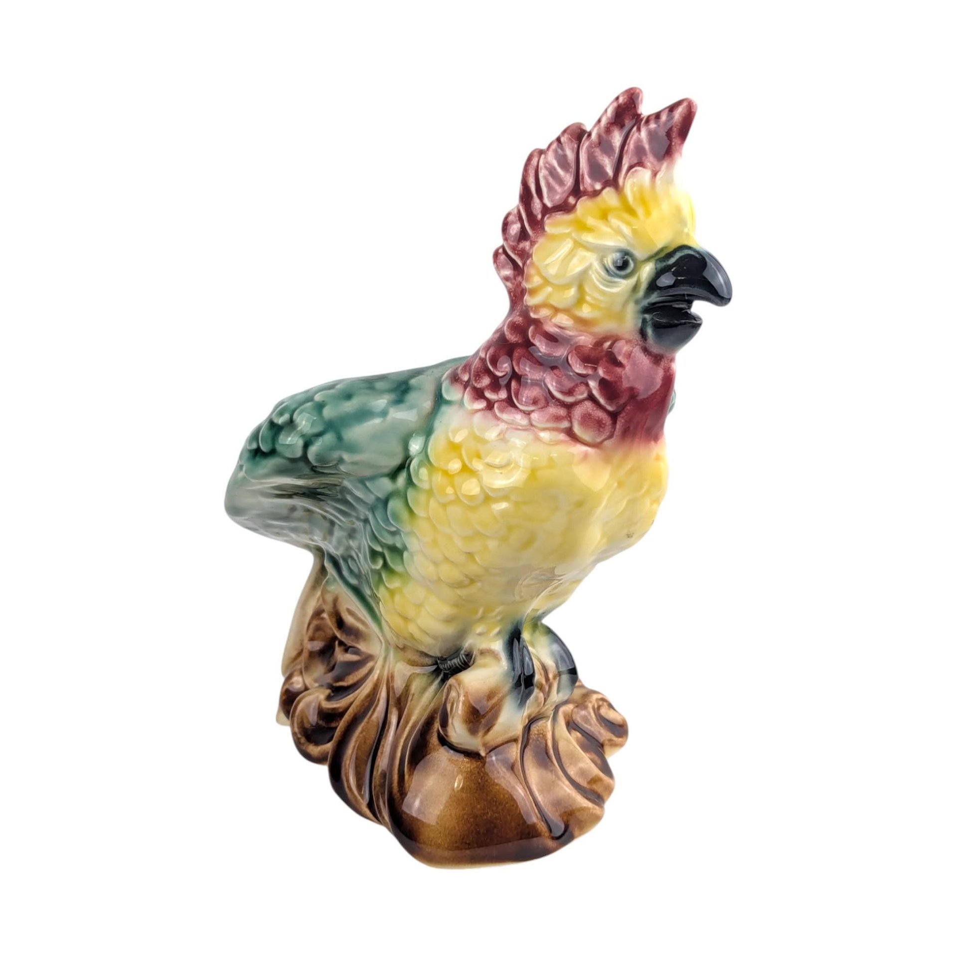 Vintage Mid Century Parrot Planter: Ceramic Cockatoo Indoor Flower Pot