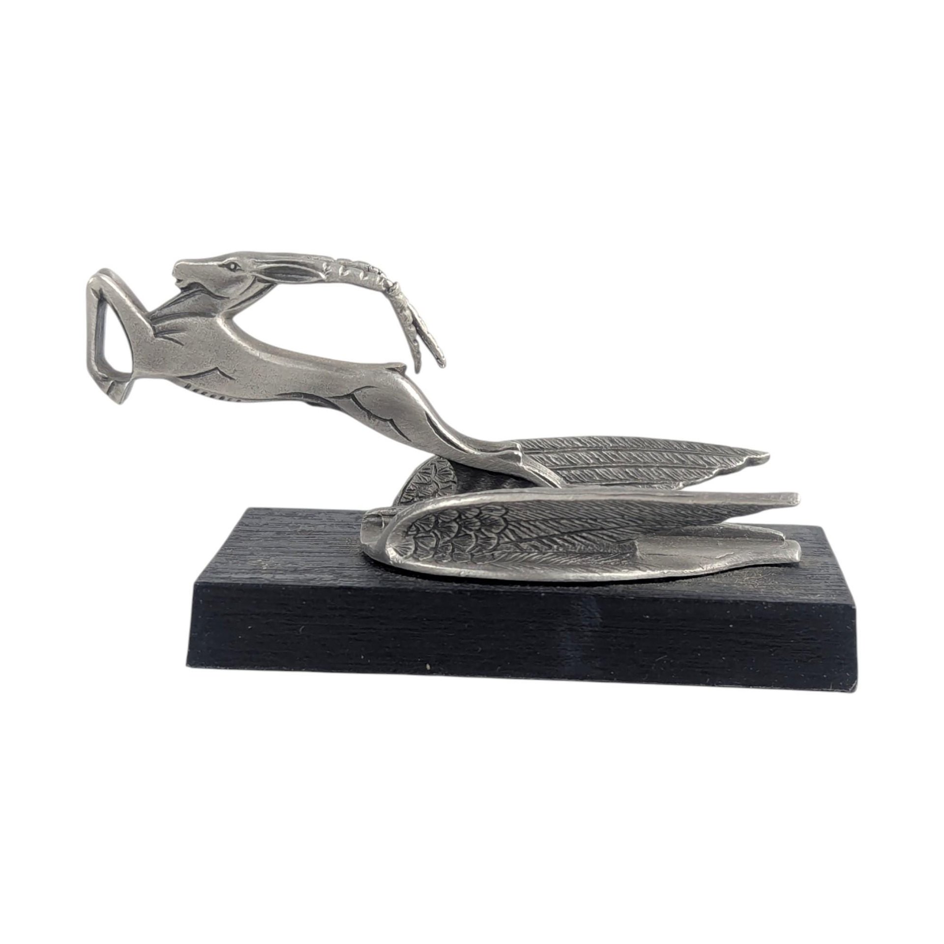 Vintage 1982 Chrysler Hood Ornament: Franklin Mint Pewter Leaping Gazelle Sculpture