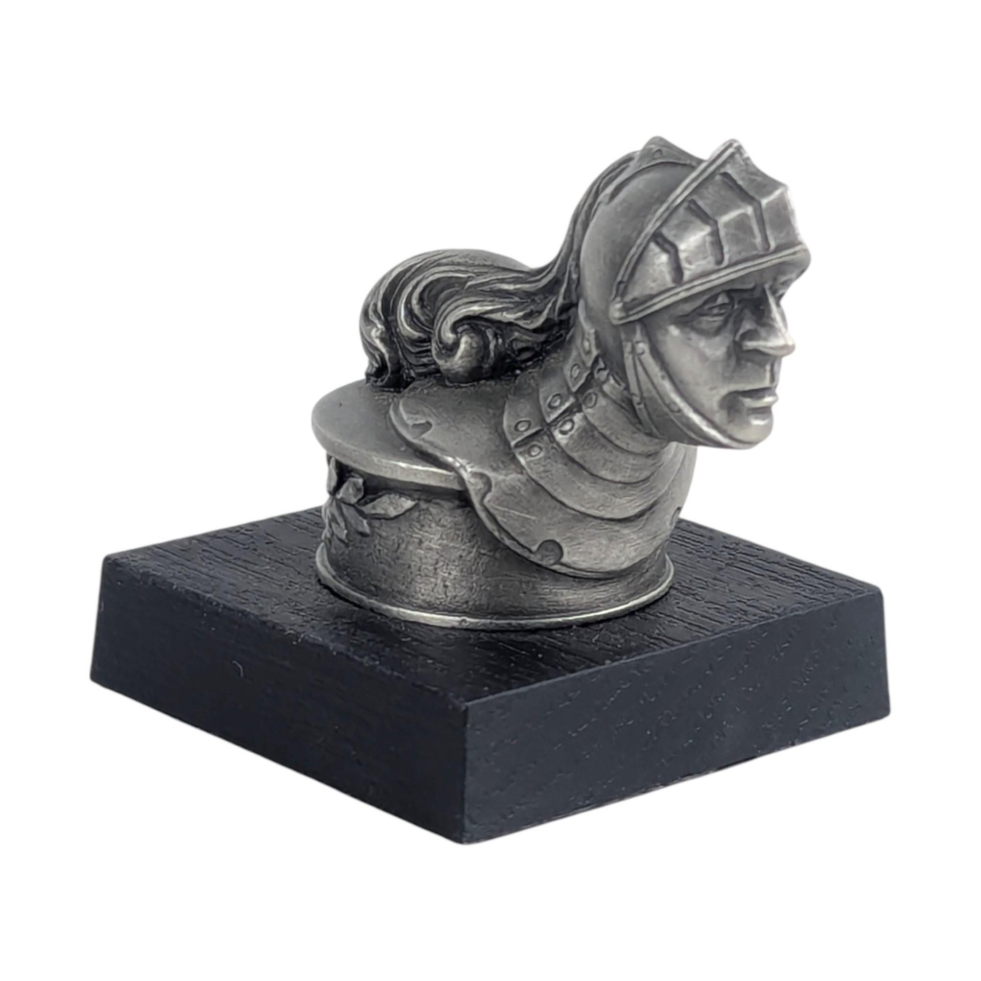 Vintage 1983 DeSoto Hood Ornament: Franklin Mint Pewter Conquistador Sculpture