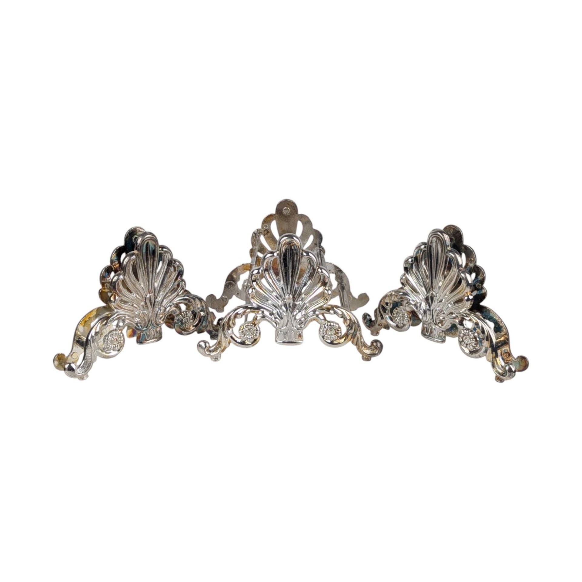 Vintage Silver Plate Silverware Rests: Set of 3 Ornate Cutlery Holders
