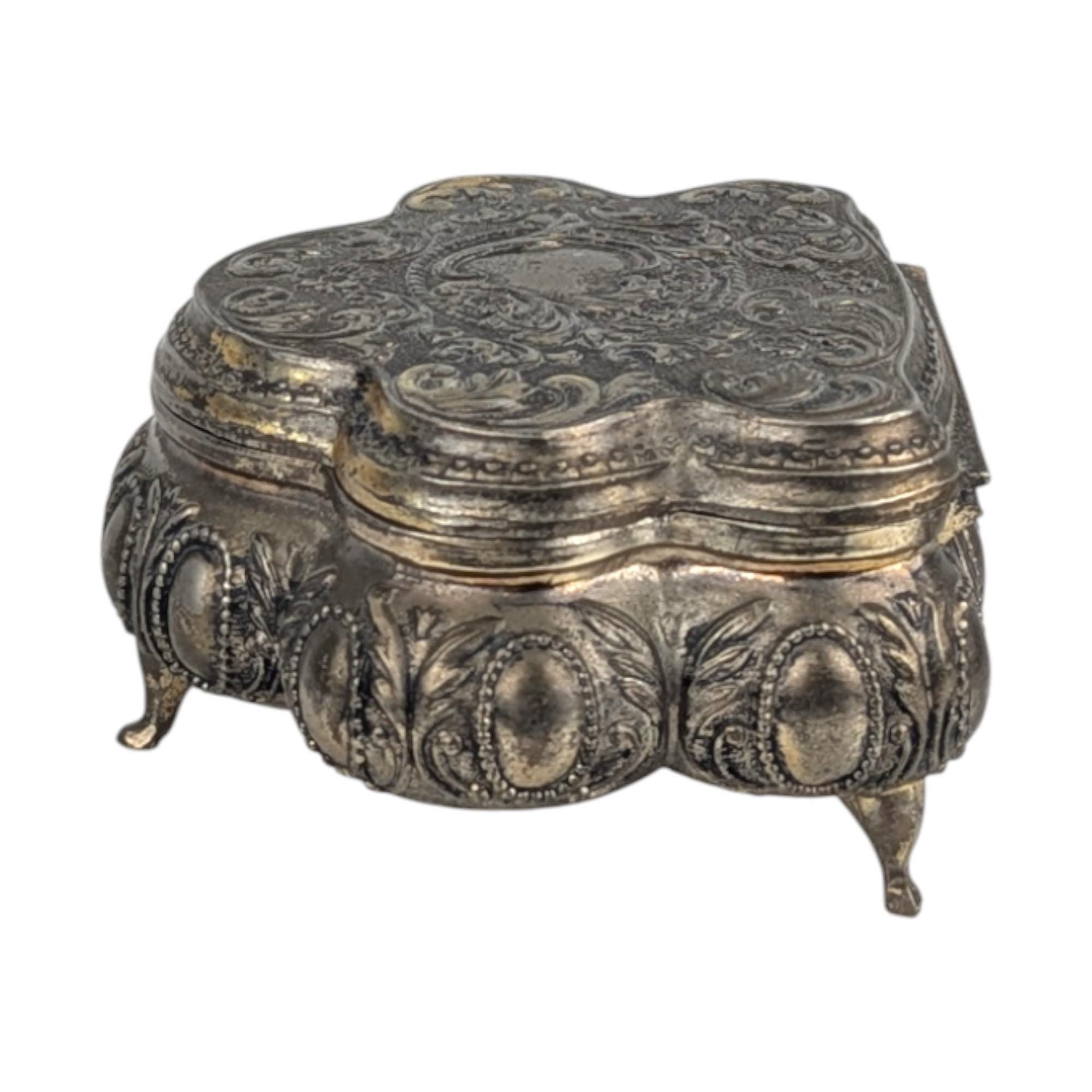 Vintage Ornate Jewelry Box: Rococo Style Footed Trinket Casket