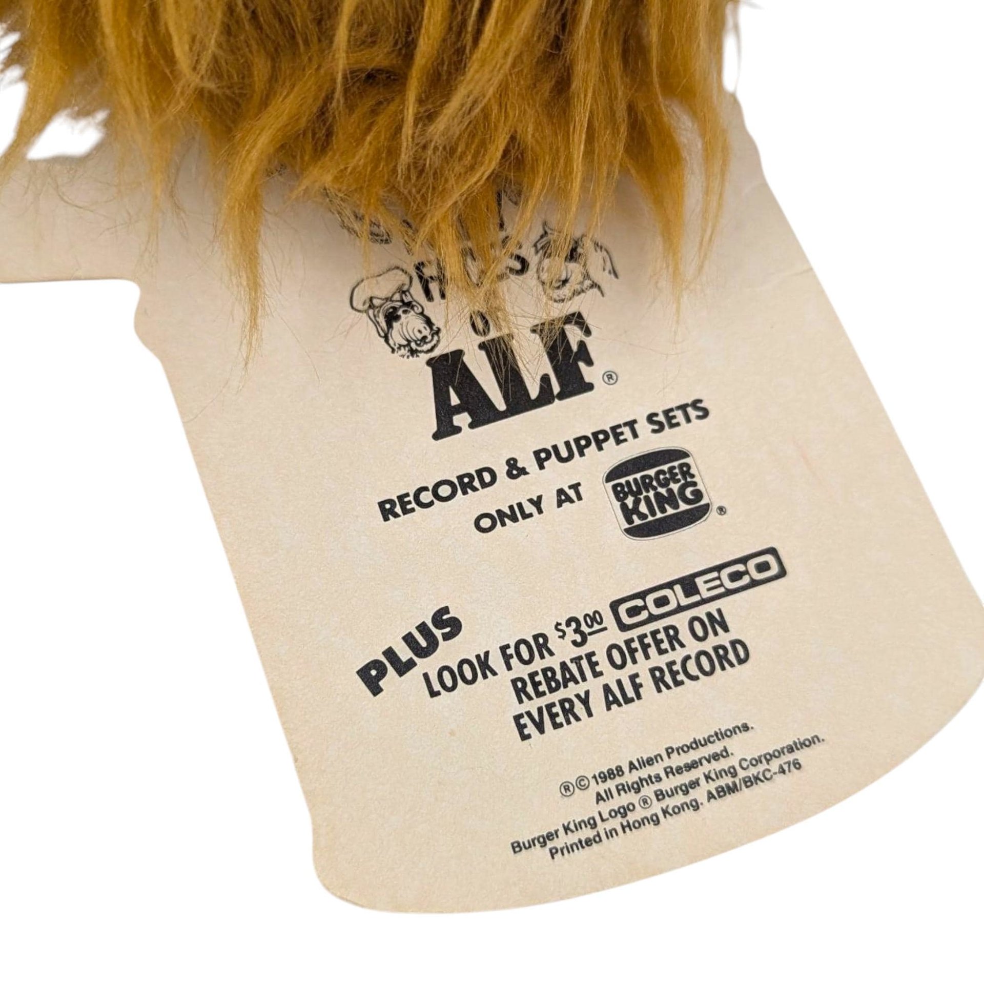 Vintage 1988 Cookin' with ALF Puppet: Burger King Fast Food Promo Toy