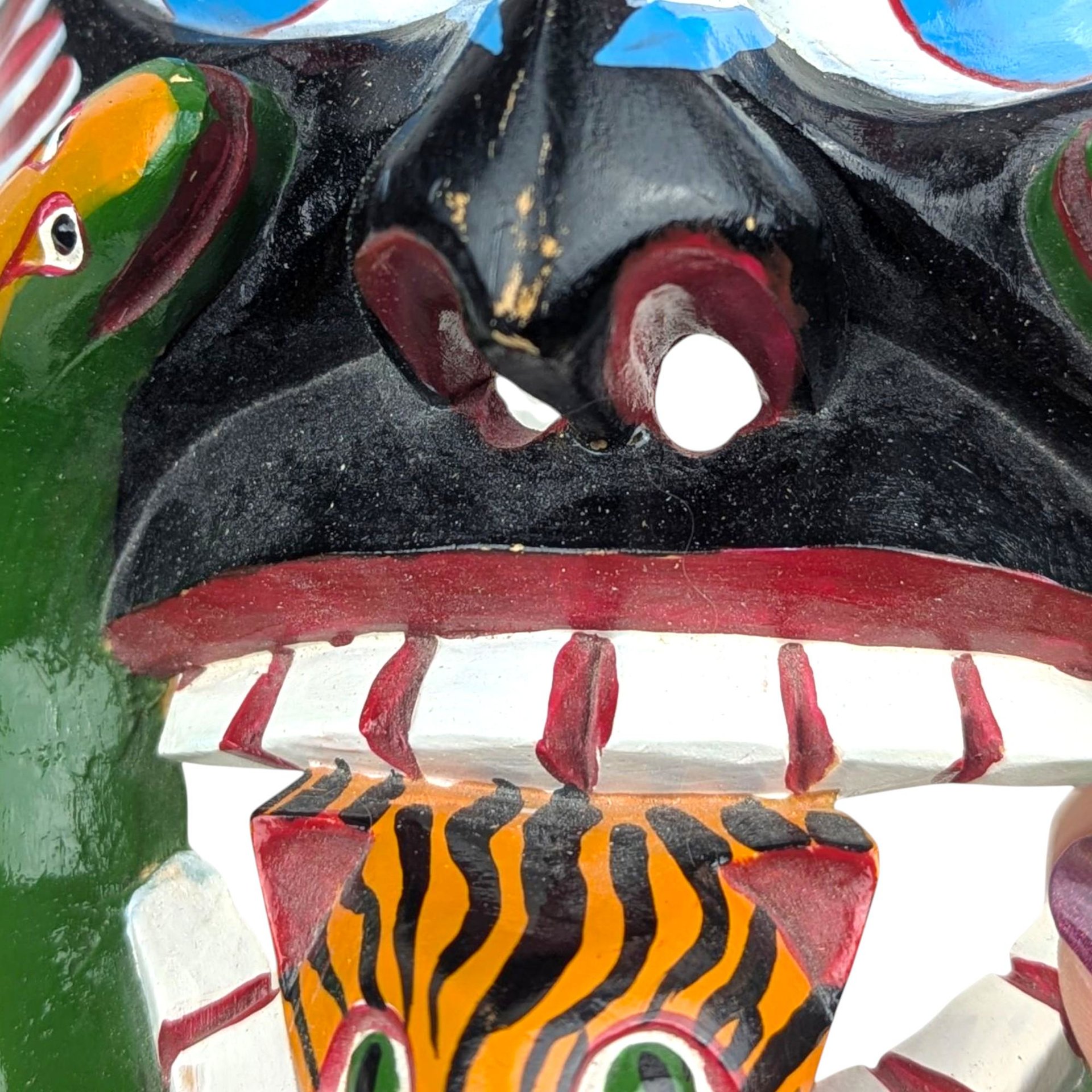 Vintage 1980s Tarascan Devil Mask: Mexican Folk Art Hand Carved Wood Diablo