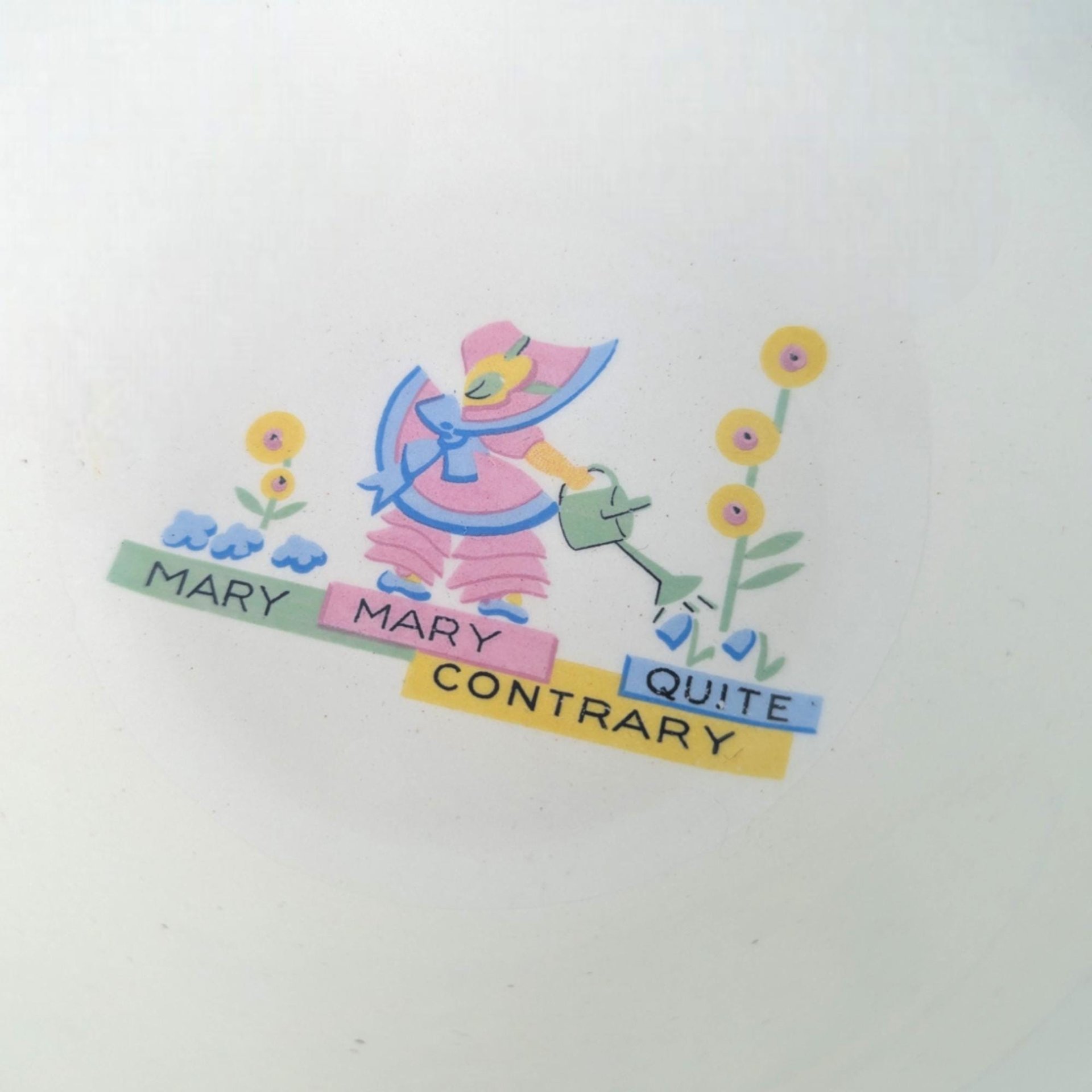 Vintage "Mary Mary Quite Contrary" Childs Bowl: GW Company Nursery Rhyme Collectible