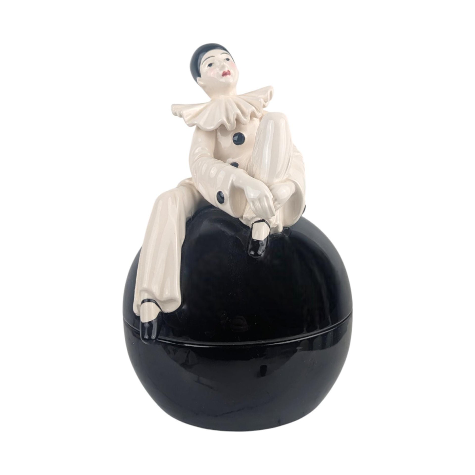 Vintage Pierrot Clown Lidded Bowl: Taste Setter by Sigma, Ceramic Trinket Jar