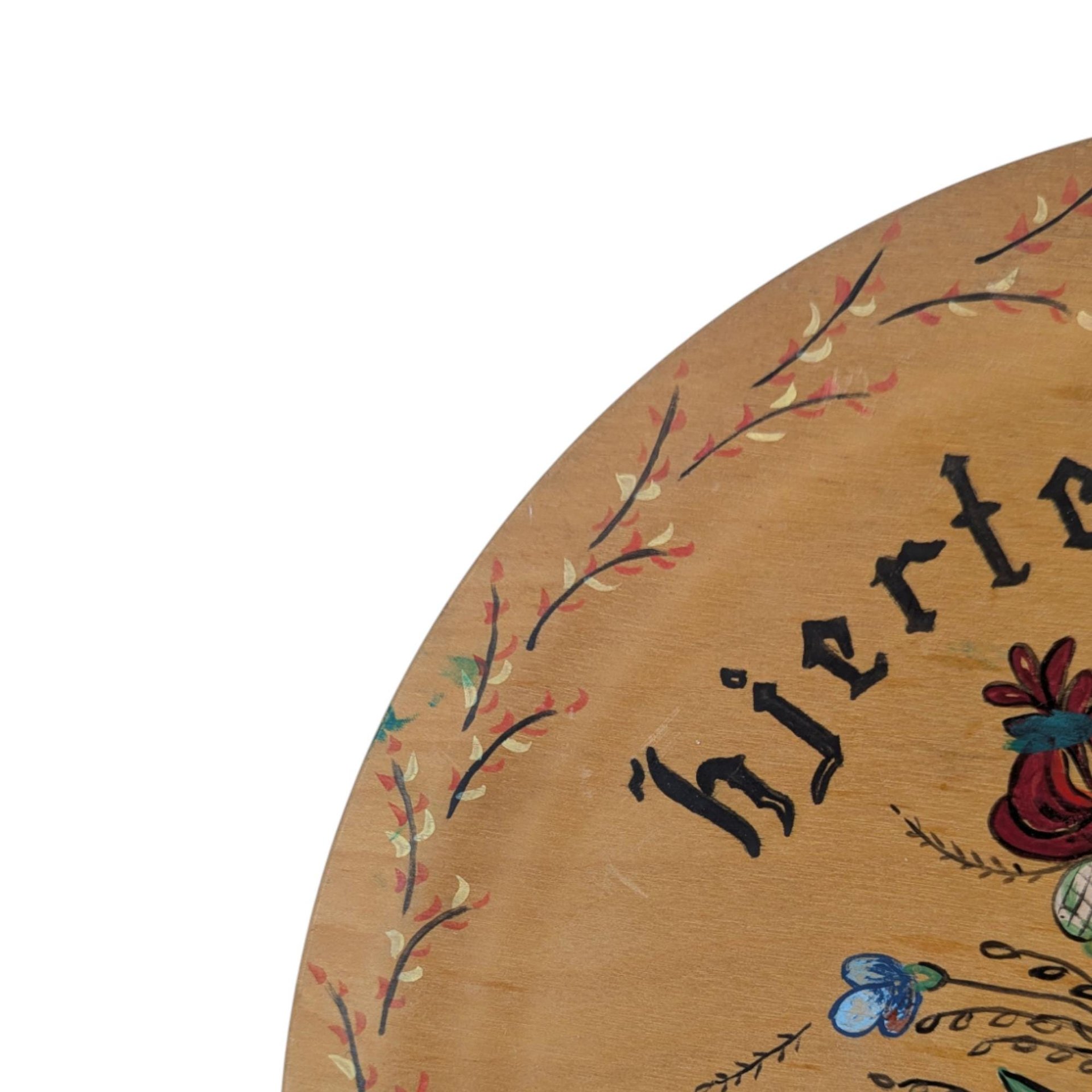 Vintage 1956 Hand Painted Wood Plate: Norwegian Rosemaling, Folk Art Decor