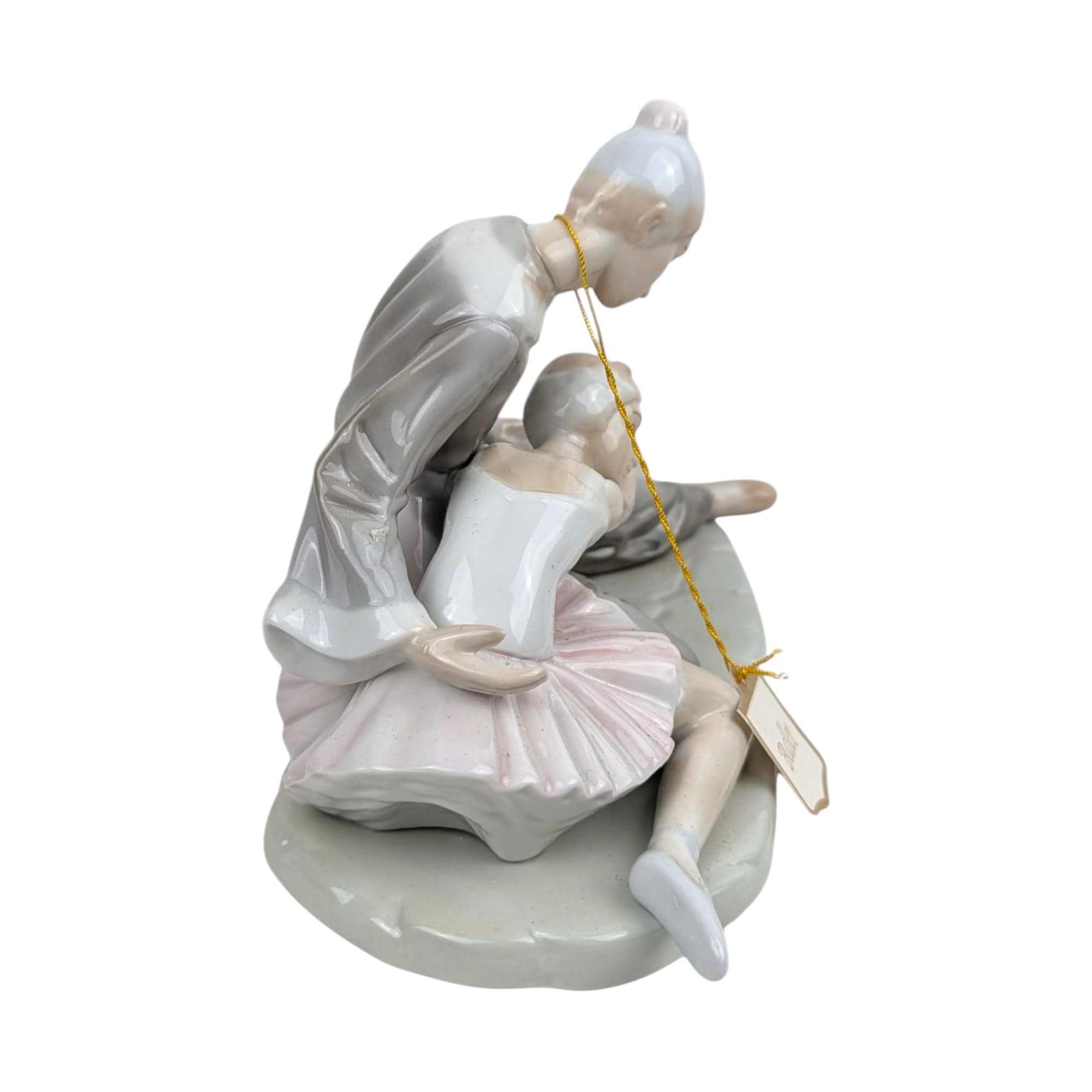Vintage 1980s Paul Sebastian Figurine: Porcelain Pierrot and Ballerina Statue