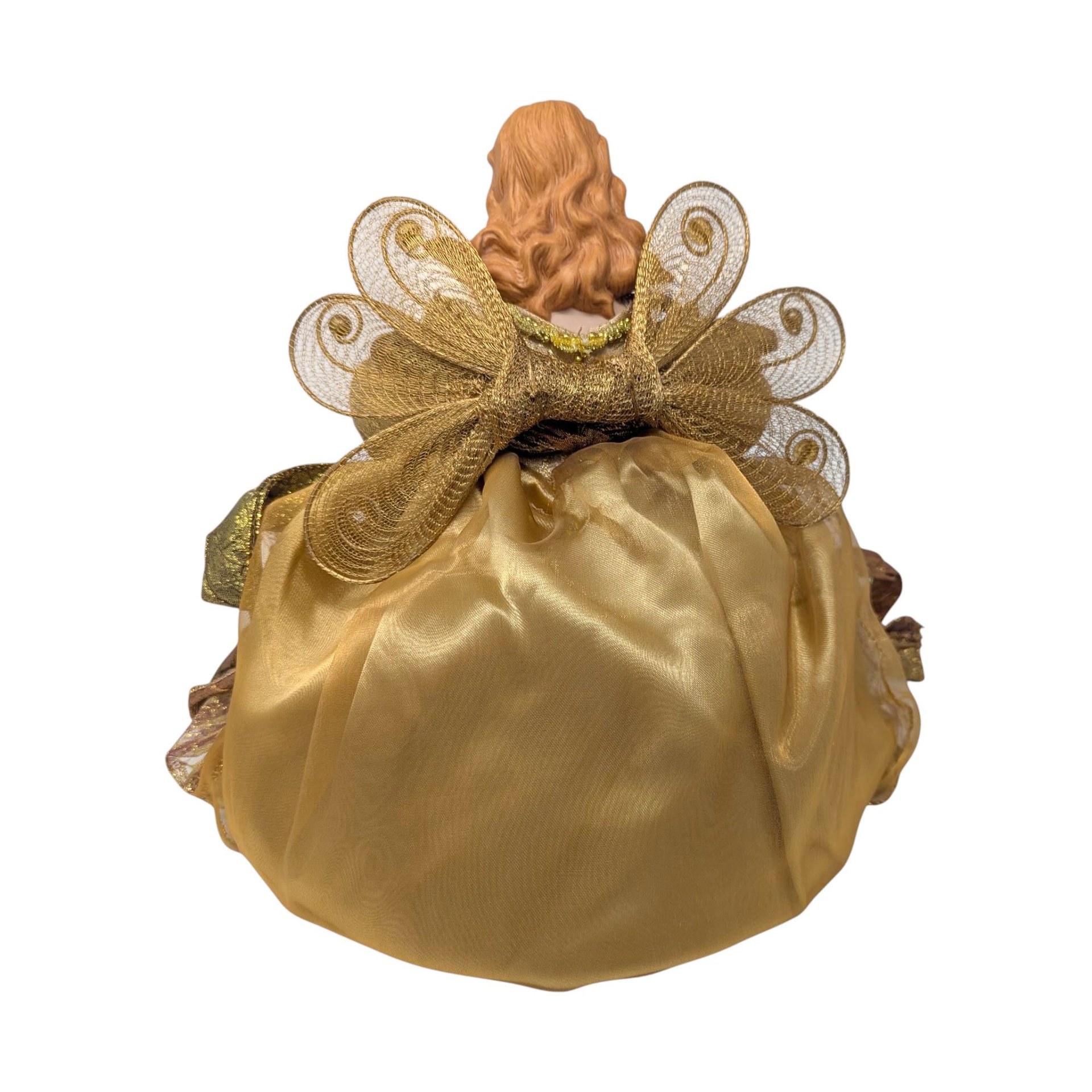 Vintage 1990s Gold Angel Tree Topper: JCPenney Kneeling Figure
