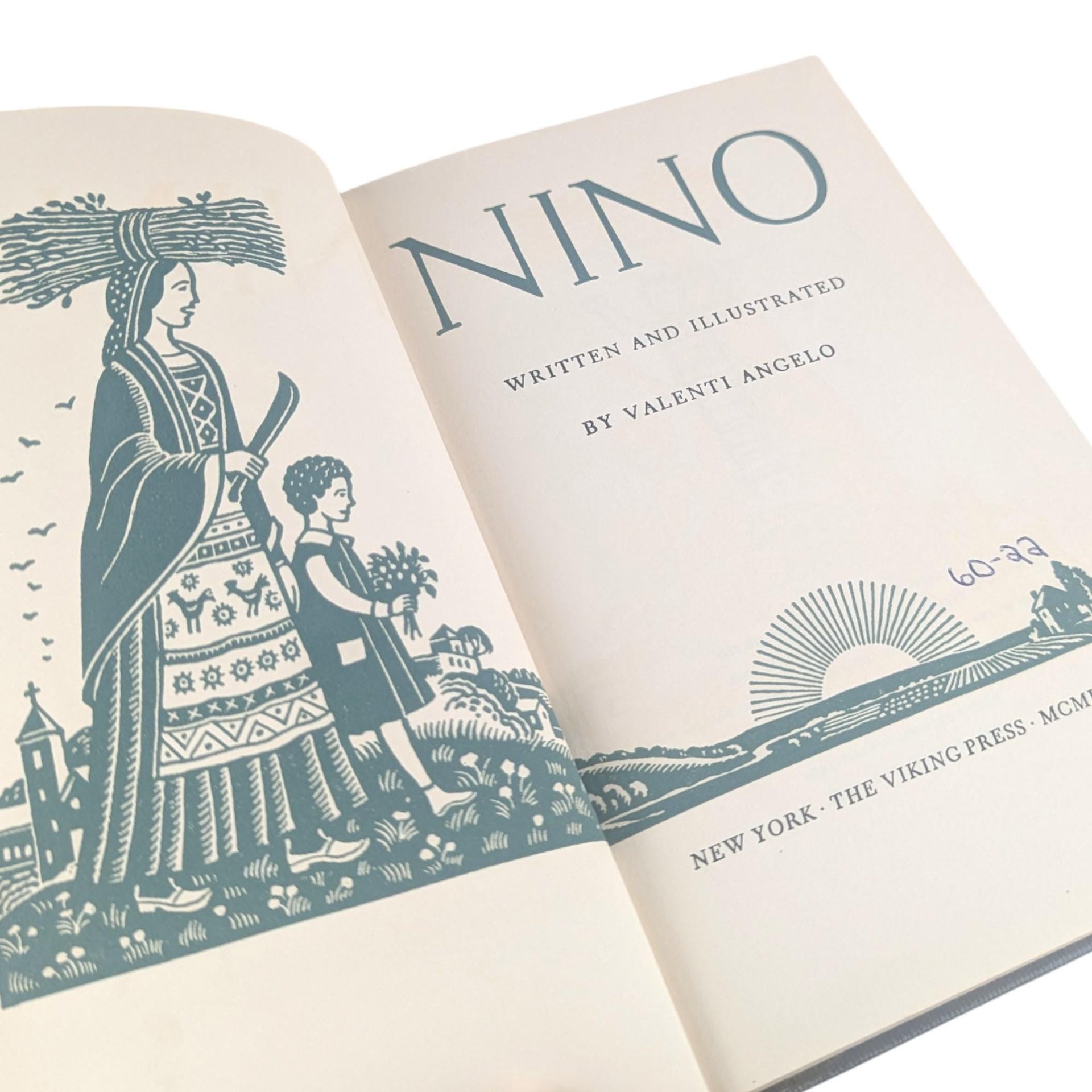 Vintage 1957 Nino Novel: Valenti Angelo Newbery Honor Book, Former Library Copy