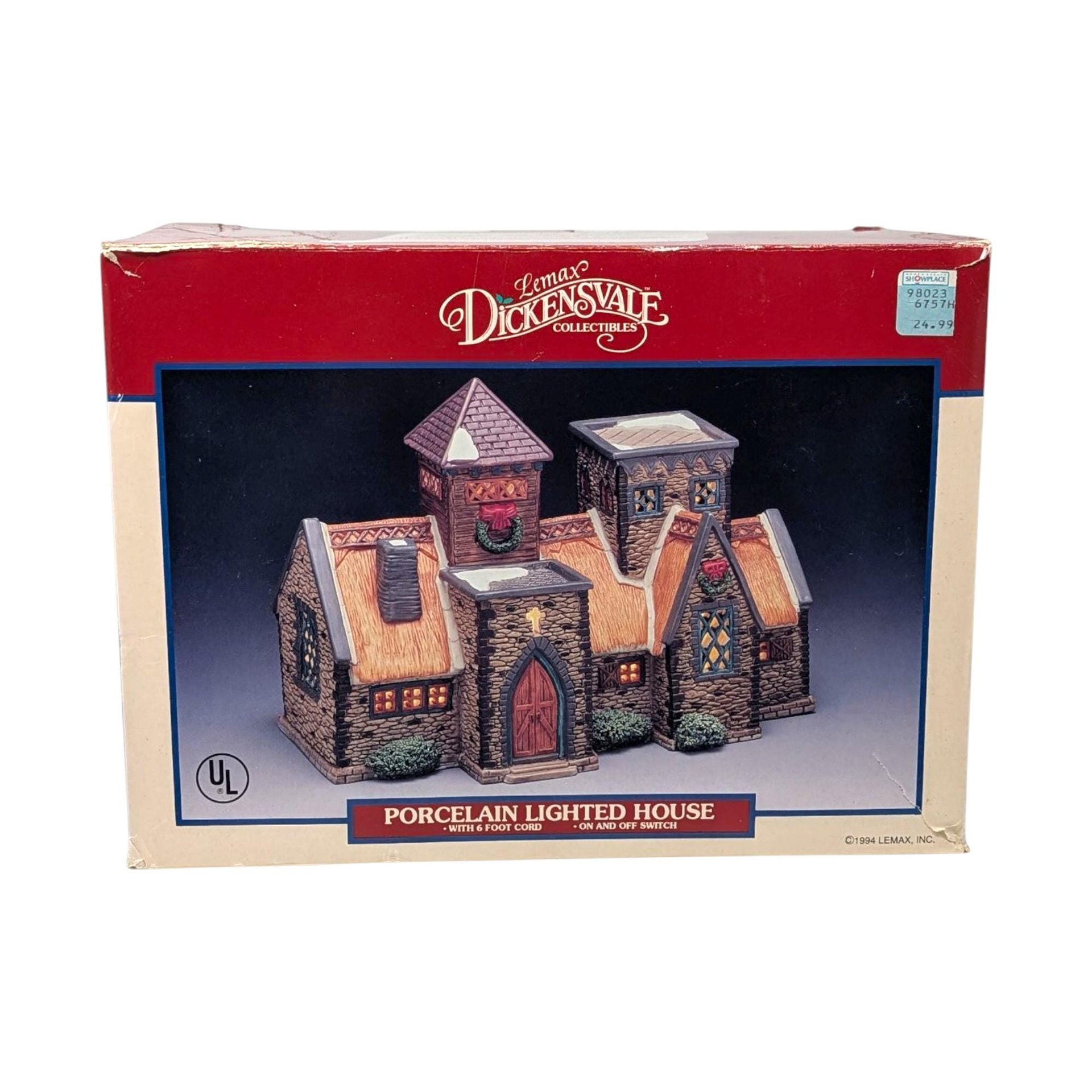 Vintage 1991 Lemax Stone Church: Lighted Christmas Village House