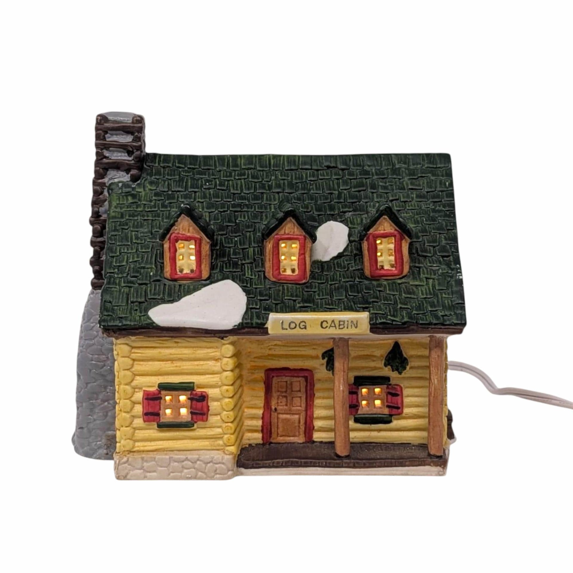 Vintage 1993 Lemax Log Cabin: Dickensvale Porcelain Lighted House