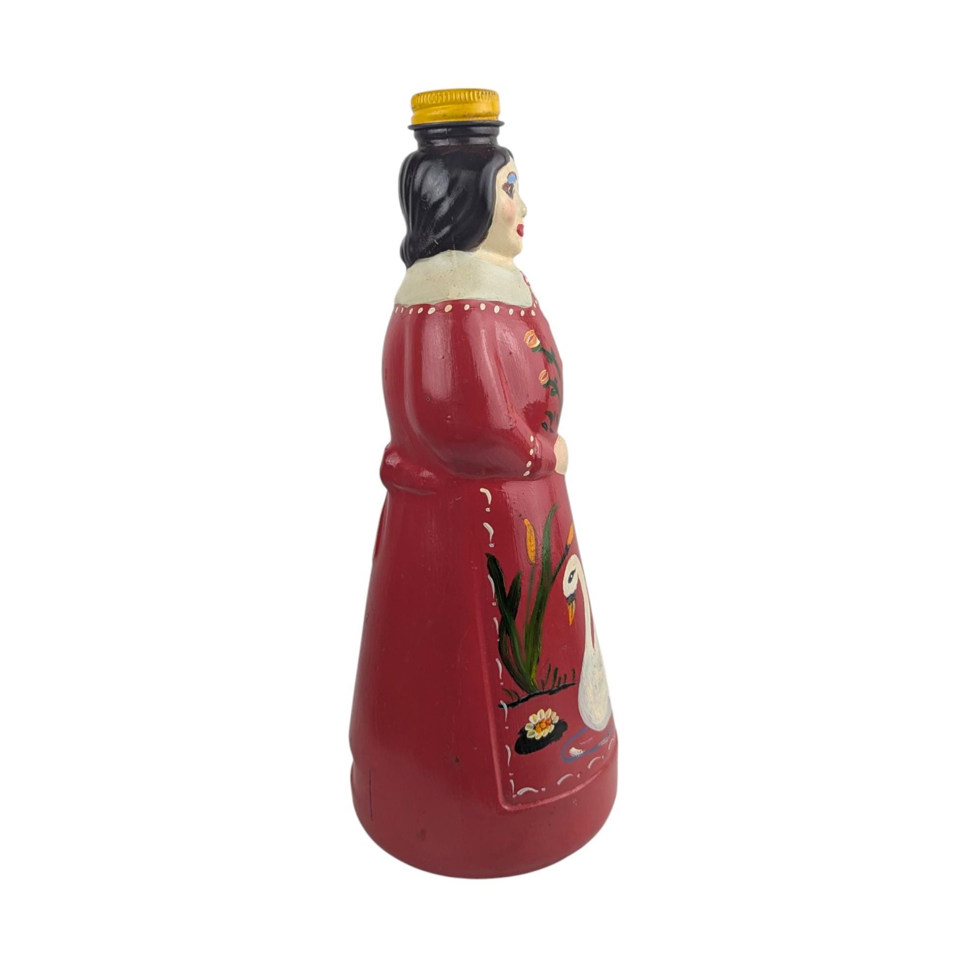 Vintage 1983 Painted Mrs. Butterworth Bottle: Hand Painted Folk Art Decor