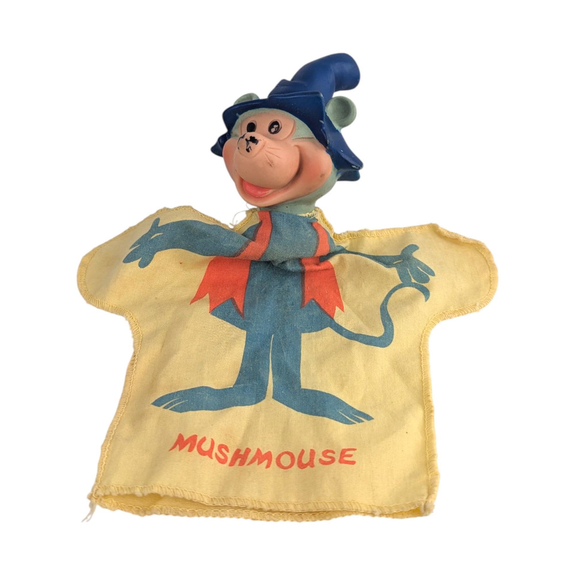 Vintage 1964 Mushmouse Hand Puppet: Ideal Toy Hanna Barbera Cartoon Character